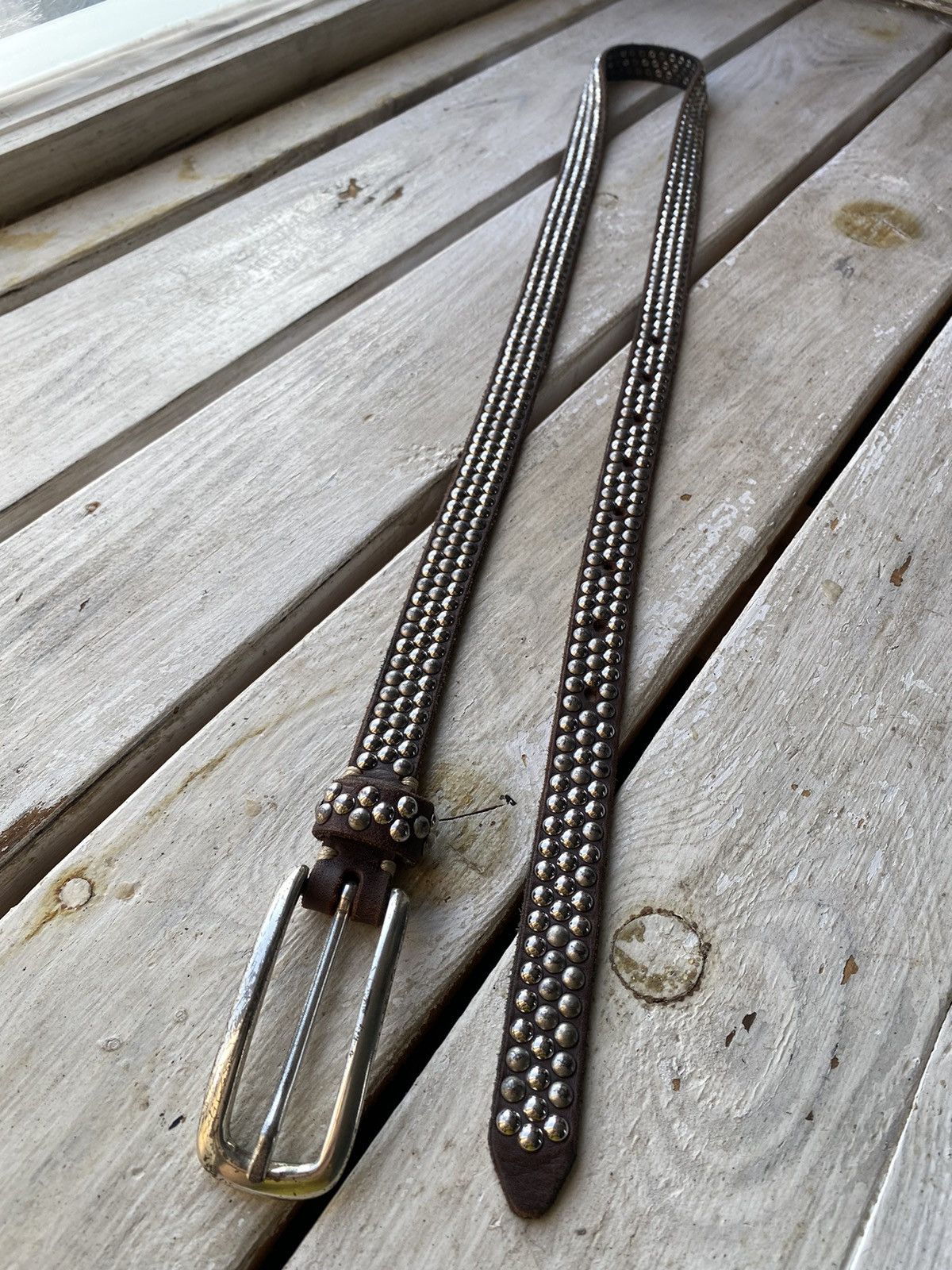 If Six Was Nine × Japanese Brand × Vintage Vintage Japanese Leather Punk Emo Rock Goth Y2K Drill belt Size ONE SIZE - 2 Thumbnail