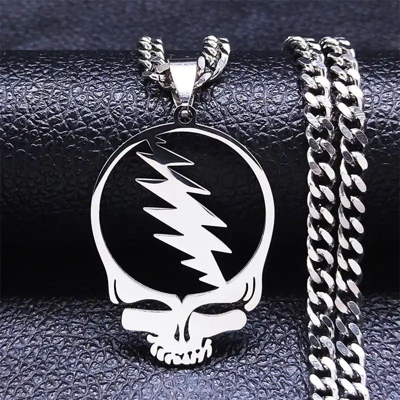 Jewelry Grateful Dead Skull Stainless Steel Chain Necklaces Size ONE SIZE - 1 Thumbnail