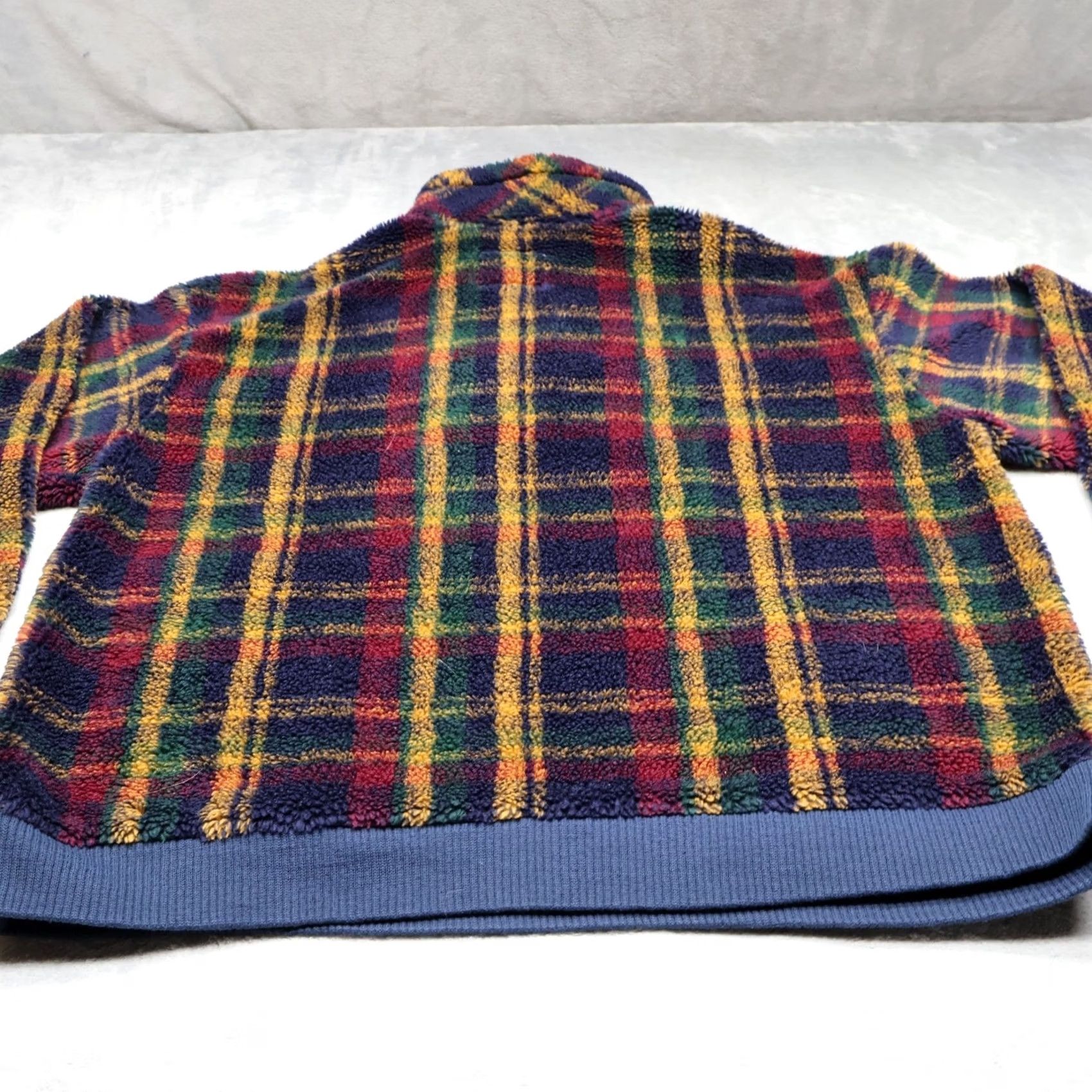 Eastern Mountain Sports VTG EMS Fleece Pullover Sweater Large Blue Plaid Winter 1/2 Zip USA Made Mens Size US L / EU 52-54 / 3 - 7 Thumbnail
