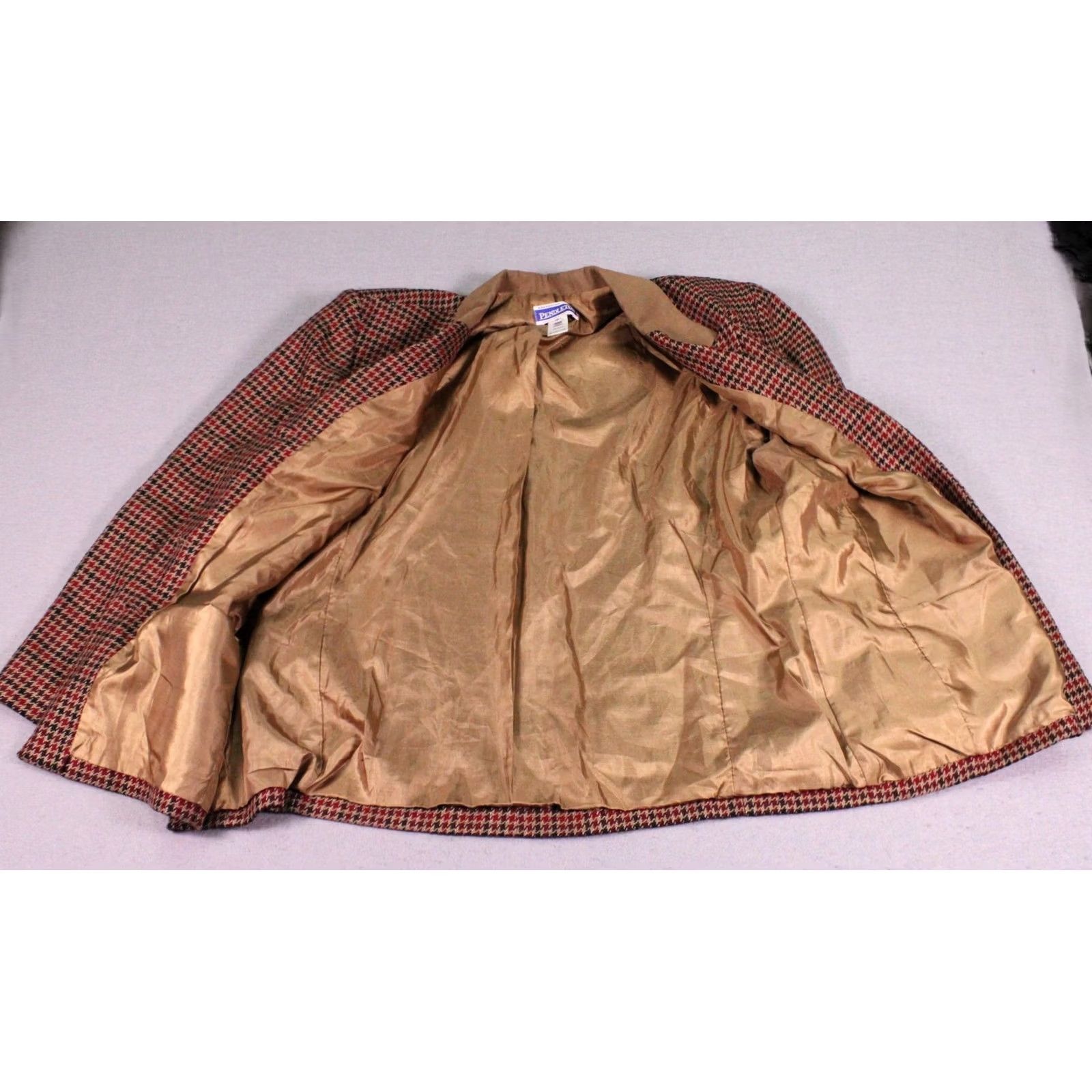 Pendleton VINTAGE Pendleton Jacket Womens 18 Blazer Tweed Houndstooth Plaid 80s Made USA Red Size XXL / US 16-18 / IT 52-54 - 3 Thumbnail
