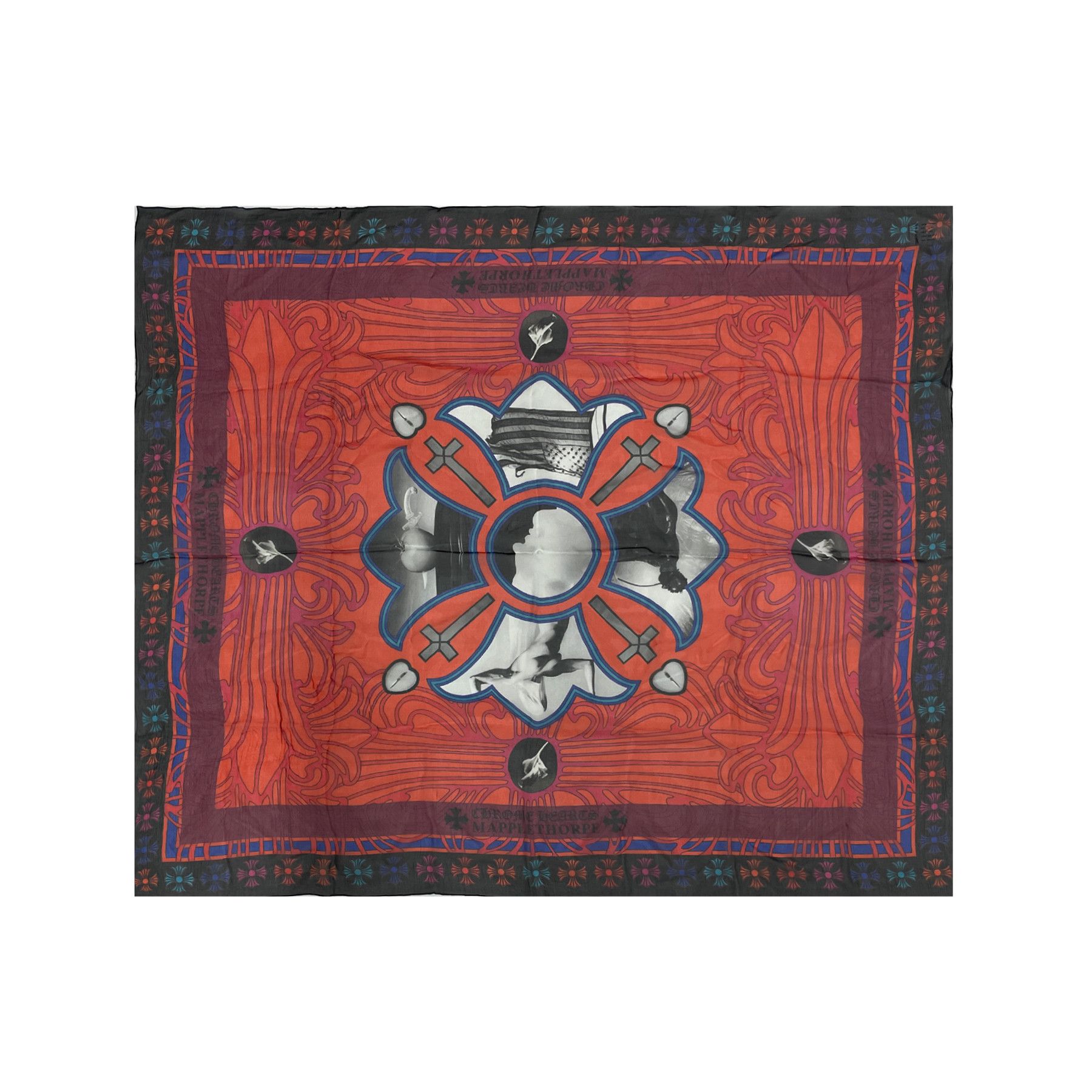 Chrome Hearts Chrome Hearts Mapplethorpe Multi-Color Cross Red Silk Scarf Size ONE SIZE - 1 Thumbnail