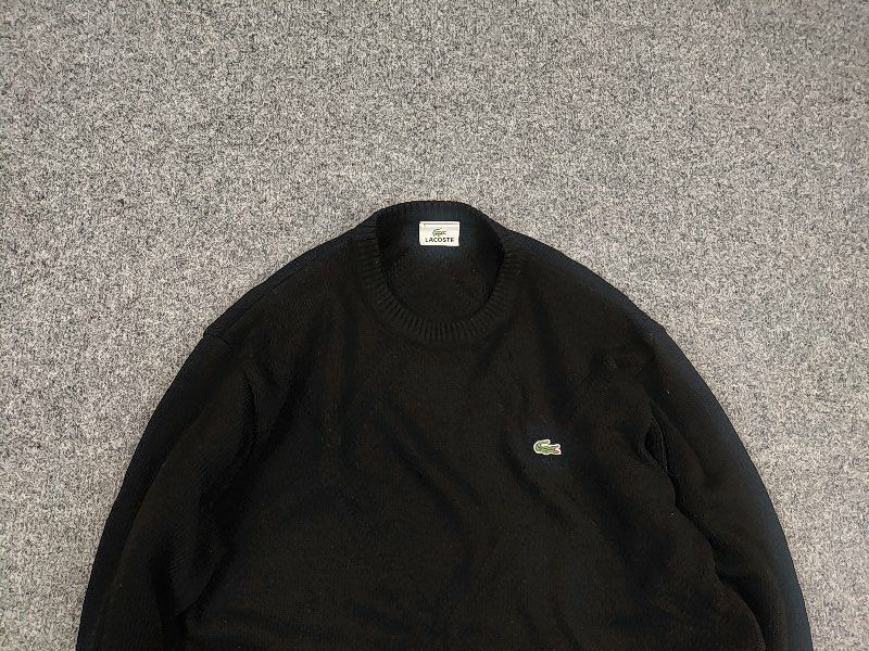 Lacoste Vintage 90's Lacoste All Black Logo Textured Sweater Jumper Size US M / EU 48-50 / 2 - 4 Thumbnail