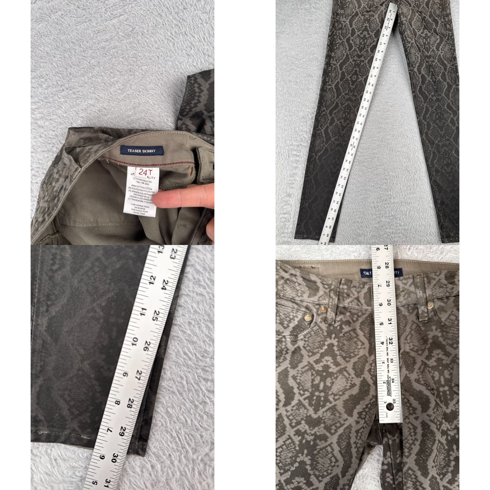 Cult Of Individuality Cult Of Individuality Jeans Women 24 Black Snake Skin Teaser Skinny Cotton 24x30 Vintage N/A Size 42" / US 20 - 8 Thumbnail