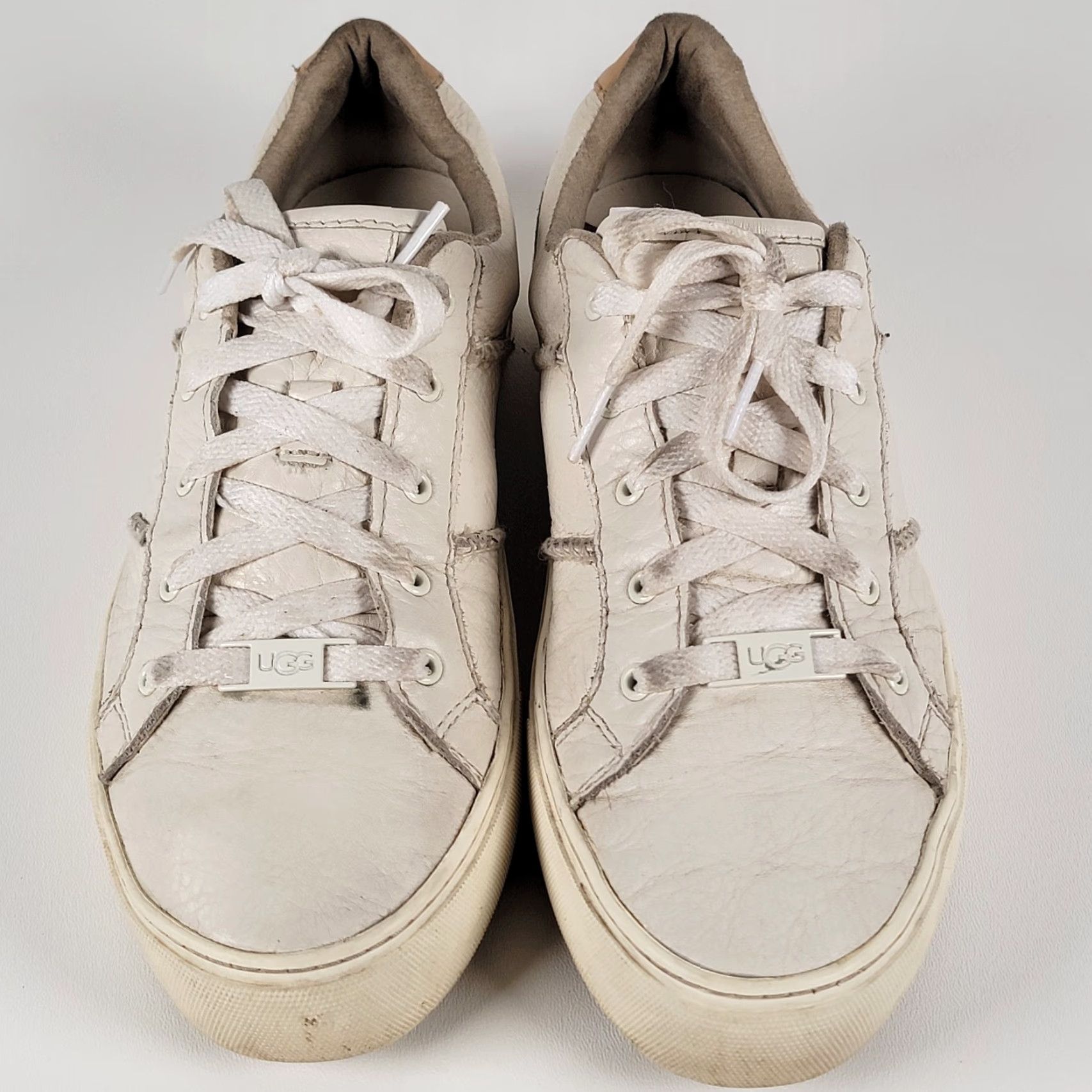 Ugg UGG Sneakers White Leather Dinale Casual Flat Lace Up Round Toe Women 8.5 M Europe 39.5 Casual Shoes Women's Shoes Size US 9 / IT 39 - 2 Thumbnail
