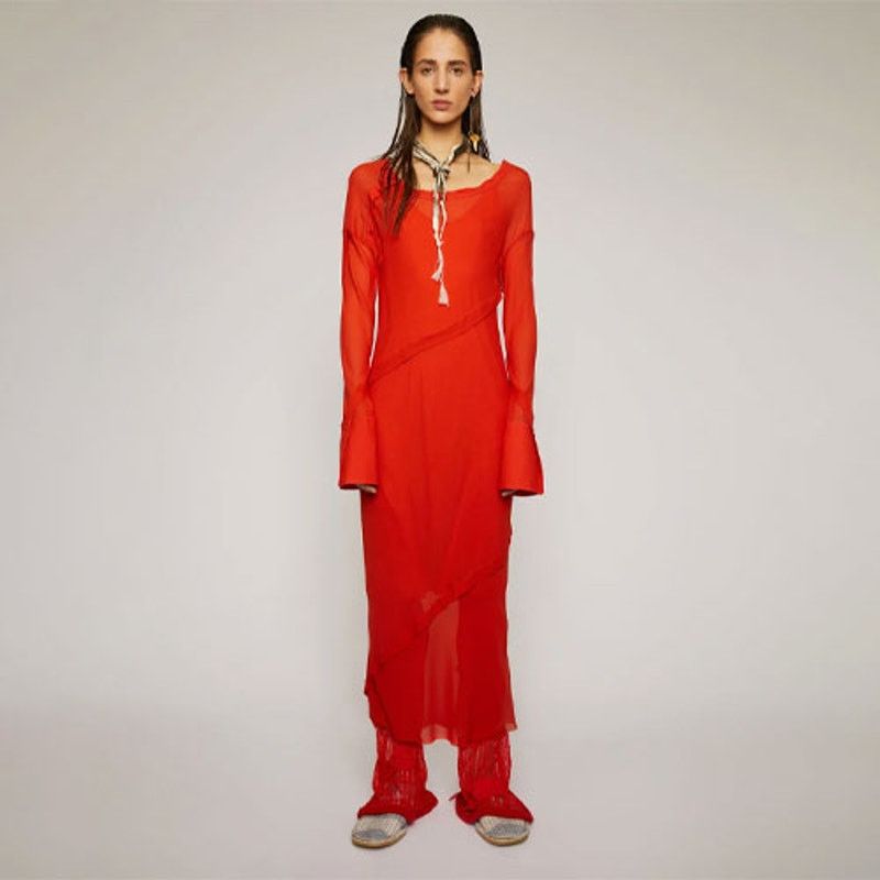 Acne Studios Acne Studios Bias-cut Georgette Long-Sleeve Dress - Size S Size S / US 4 / IT 40 - 1 Thumbnail