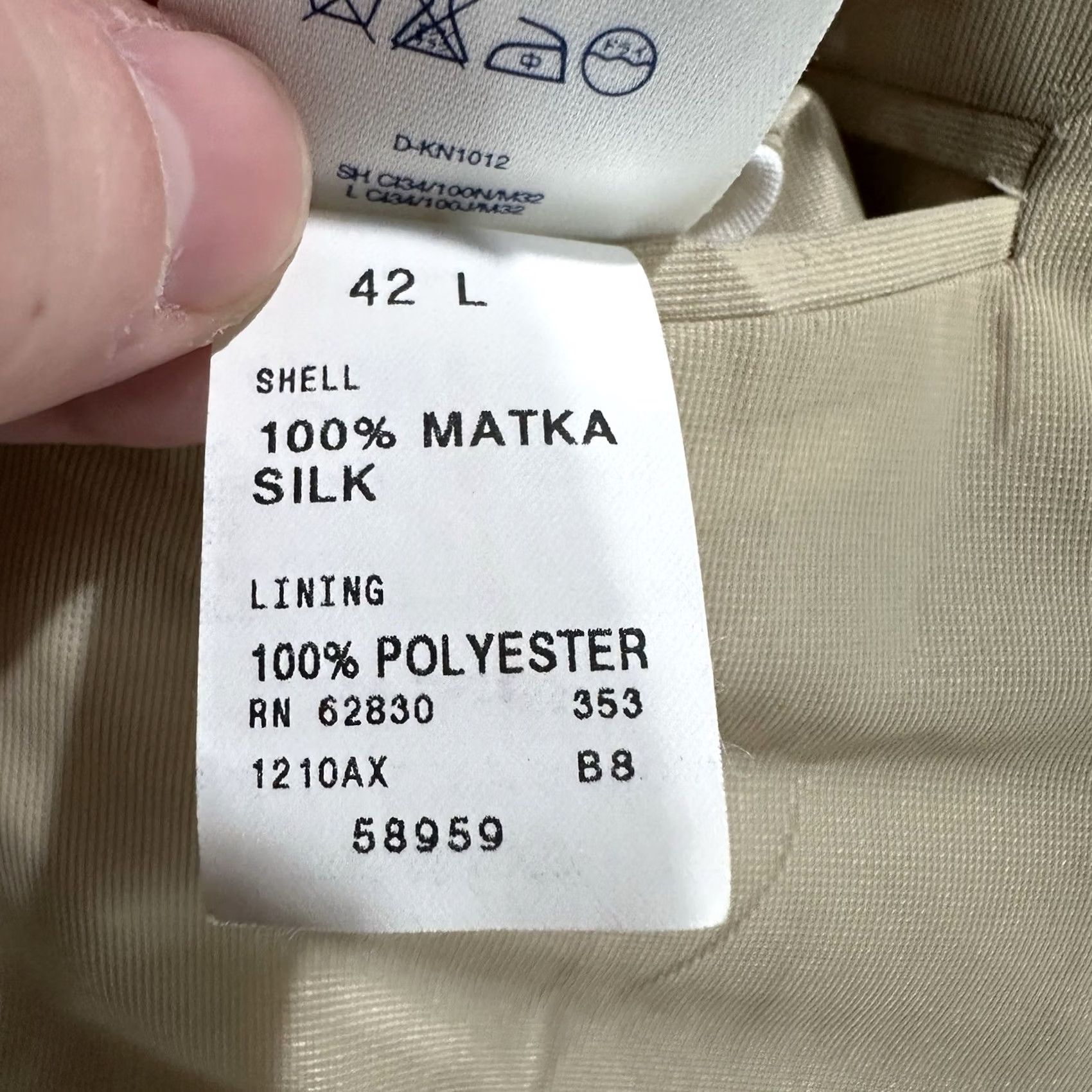 Lands' End VINTAGE Lands' End Blazer Sport Coat Mens 42L Beige Silk Stains GUC Jacket Single-Breasted Two-Button Notch 2 Piece Tailored Regular Mens Size 42R - 7 Thumbnail