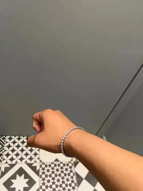 Sterling Silver 4mm Tennis Chain Sterling Silver White Bracelet Size ONE SIZE - 4 Thumbnail