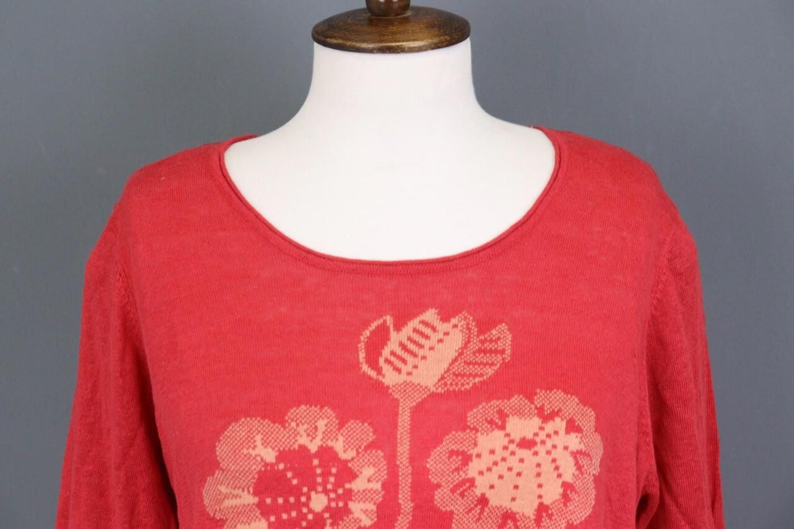 Designer Gudrun Sjoden Red Floral Midi Tunic Sweater Dress Size M Size M / US 6-8 / IT 42-44 - 3 Thumbnail