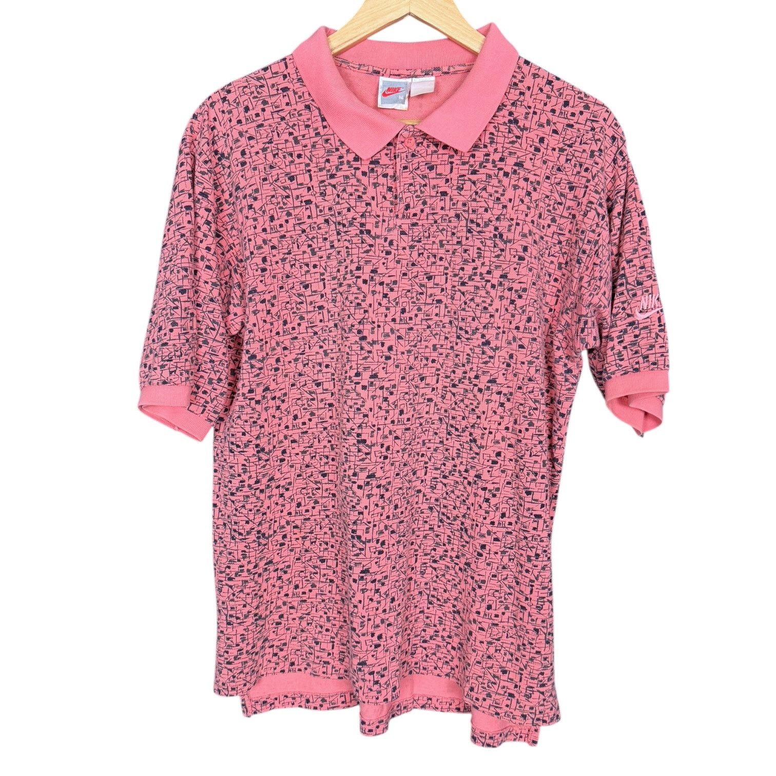 Nike Vintage Nike Polo Shirt Pink Abstract Pattern Geometric Sz M Size US M / EU 48-50 / 2 - 1 Thumbnail