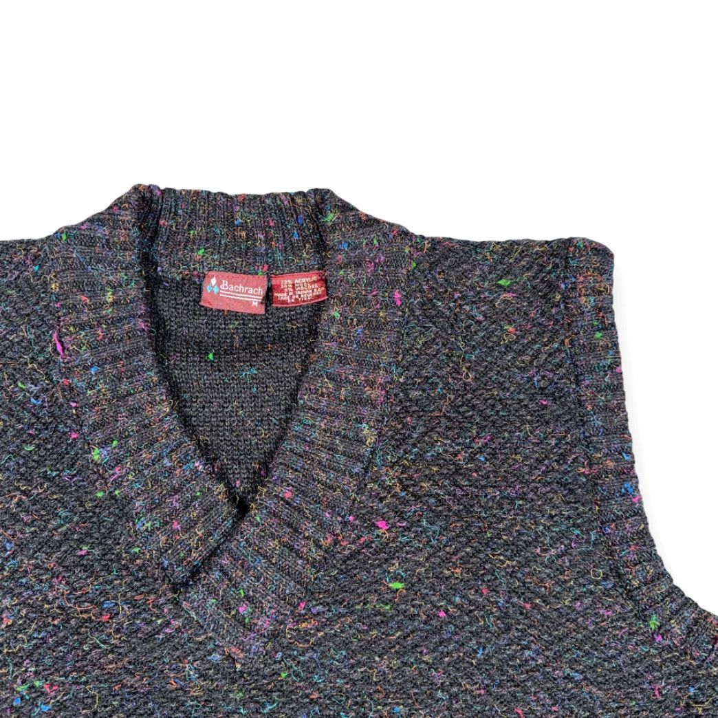 Vintage VINTAGE Bachrach Sweater Vest Shirt Adult MEDIUM Black Confetti Knit Wool Blend 80s Men Sleeveless V-Neck 21x26 Mens Size US M / EU 48-50 / 2 - 2 Thumbnail