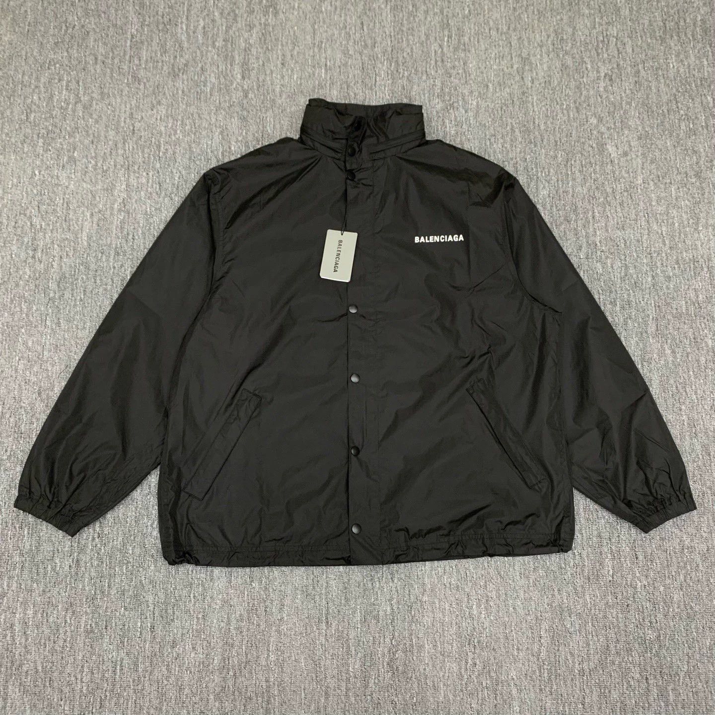 black nylon belted parka jacket by balenciaga
