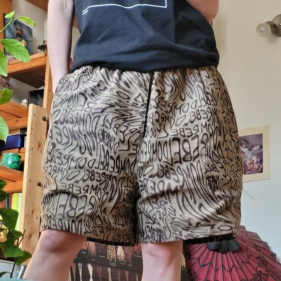 DOMREBEL DOMREBEL wavy Beige Tan Woven Jacquard Design Shorts - XL Size US 34 / EU 50 - 7 Thumbnail