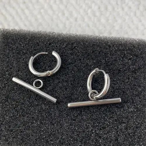 Designer × Jewelry Titanium Steel Dangle Drop Earrings for Men Women Size ONE SIZE - 3 Thumbnail