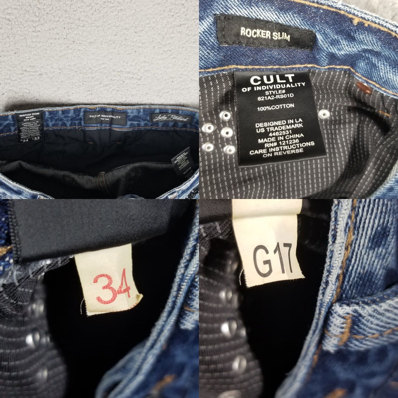 Cult Of Individuality VINTAGE Cult of Individuality Men’s Jeans Slim Fit 34x32 Dark Blue Denim Rhinestones Punk Size US 34 / EU 50 - 8 Thumbnail
