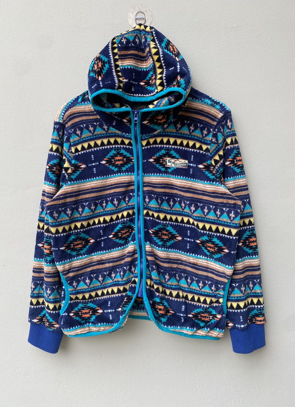 Native RARE VINTAGE TITICACA STYLE NAVACO DESIGN FLEECE JACKET Size US M / EU 48-50 / 2 - 1 Thumbnail