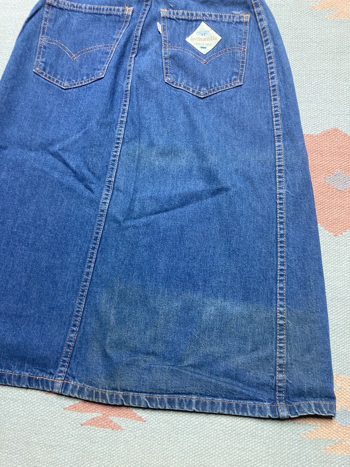 Levi's × Vintage 70s Levi’s denim skirt white tab dark preppy women’s 7 24” Size 24" / US 00 / IT 34 - 2 Thumbnail