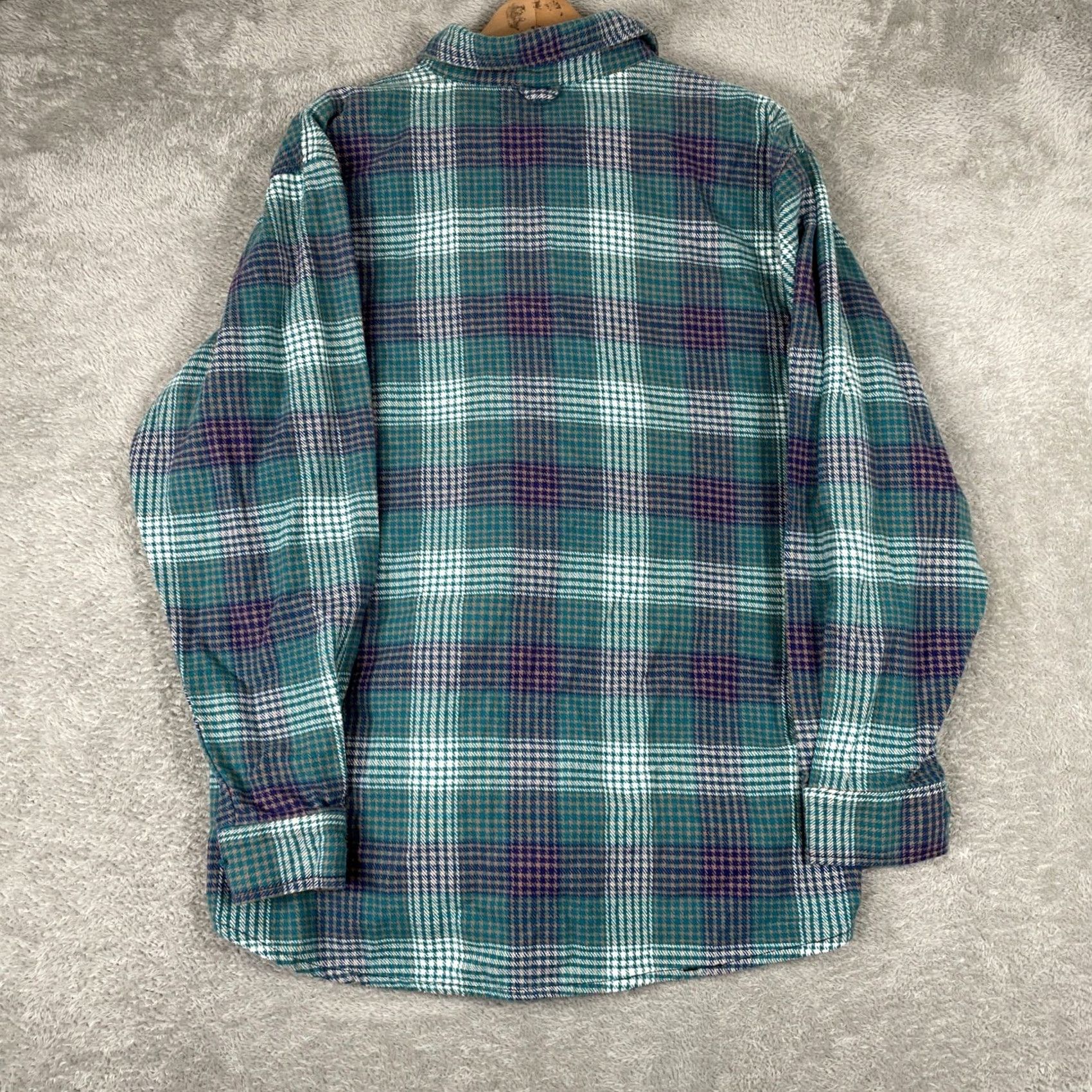 Vintage Oakwood Mountain Flannel Shirt Mens L Teal Plaid Button Up Cotton Workwear Size US L / EU 52-54 / 3 - 5 Thumbnail