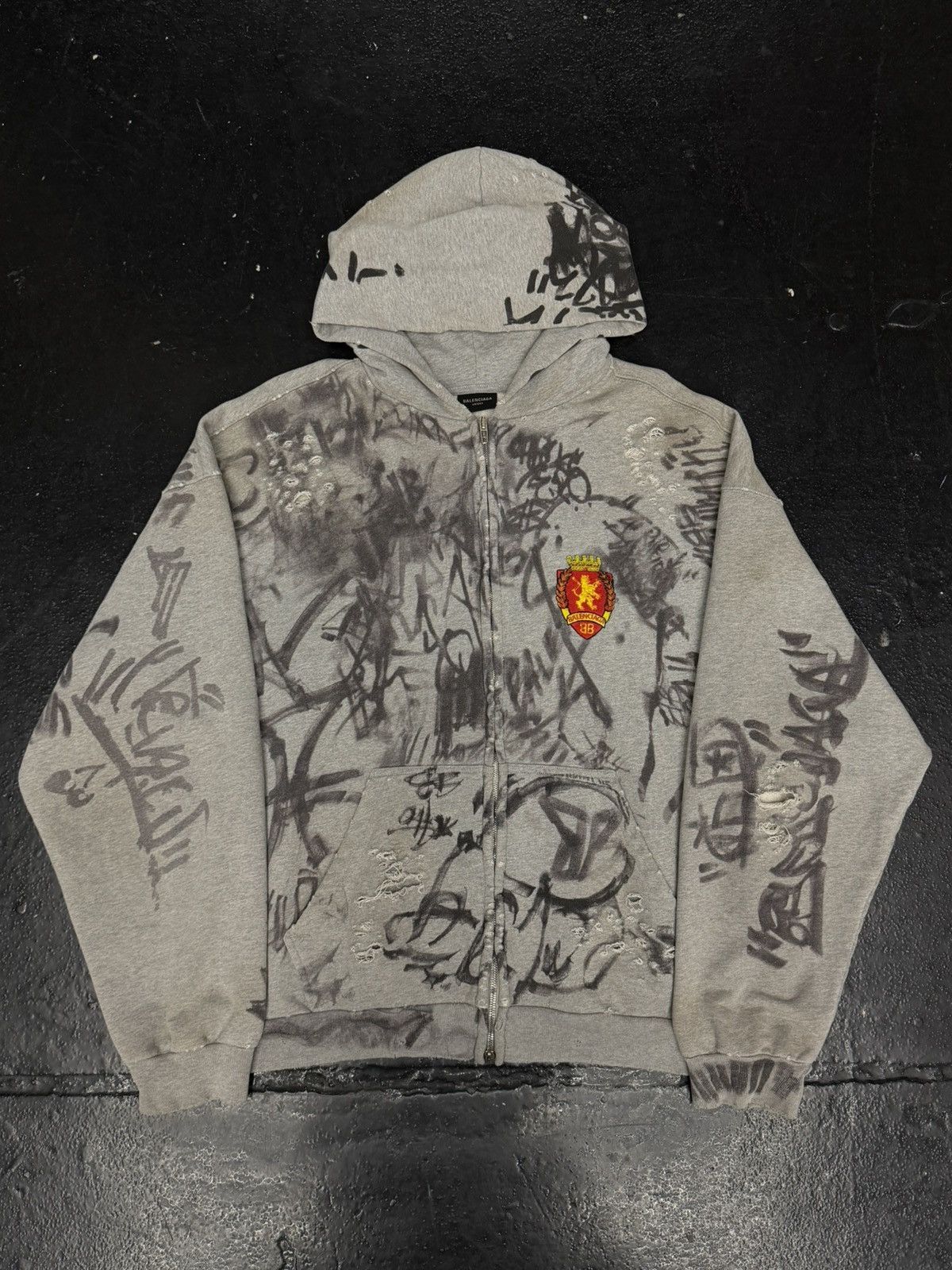 Balenciaga Skater Hoodie Grey | Grailed