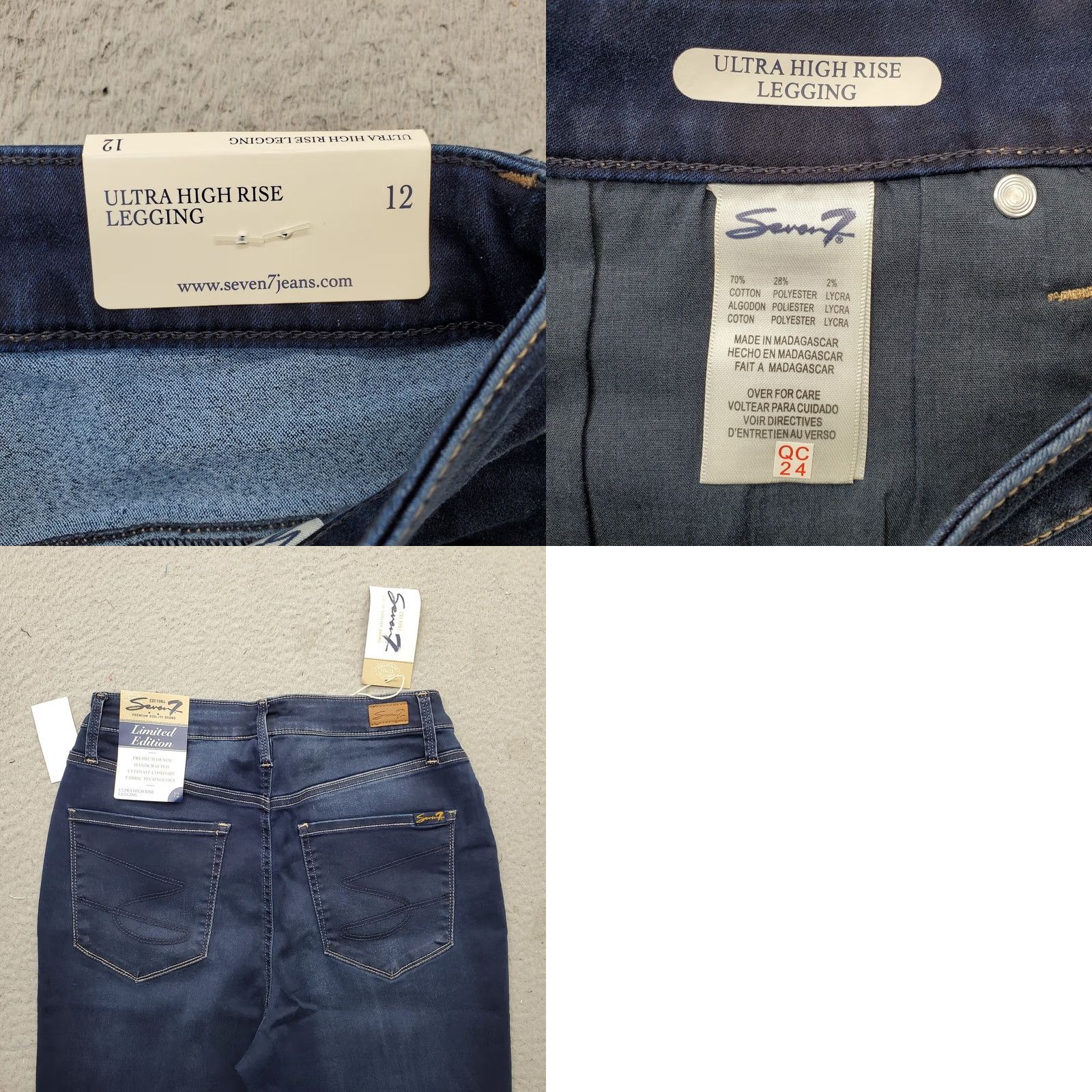 Vintage Seven7 Legging Jeans Women 12 Blue Denim Cotton Ultra High Rise Comfort Size 34" / US 12 / IT 48 - 8 Thumbnail