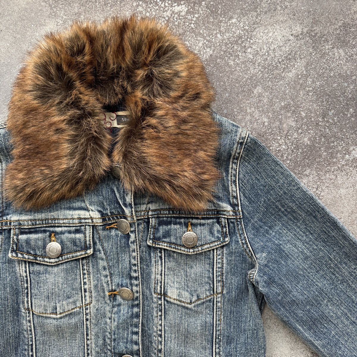 Hysteric Glamour Japanese Style Y2K Grunge Washed Denim Faux Fur Denim Jacket Size S / US 4 / IT 40 - 5 Thumbnail