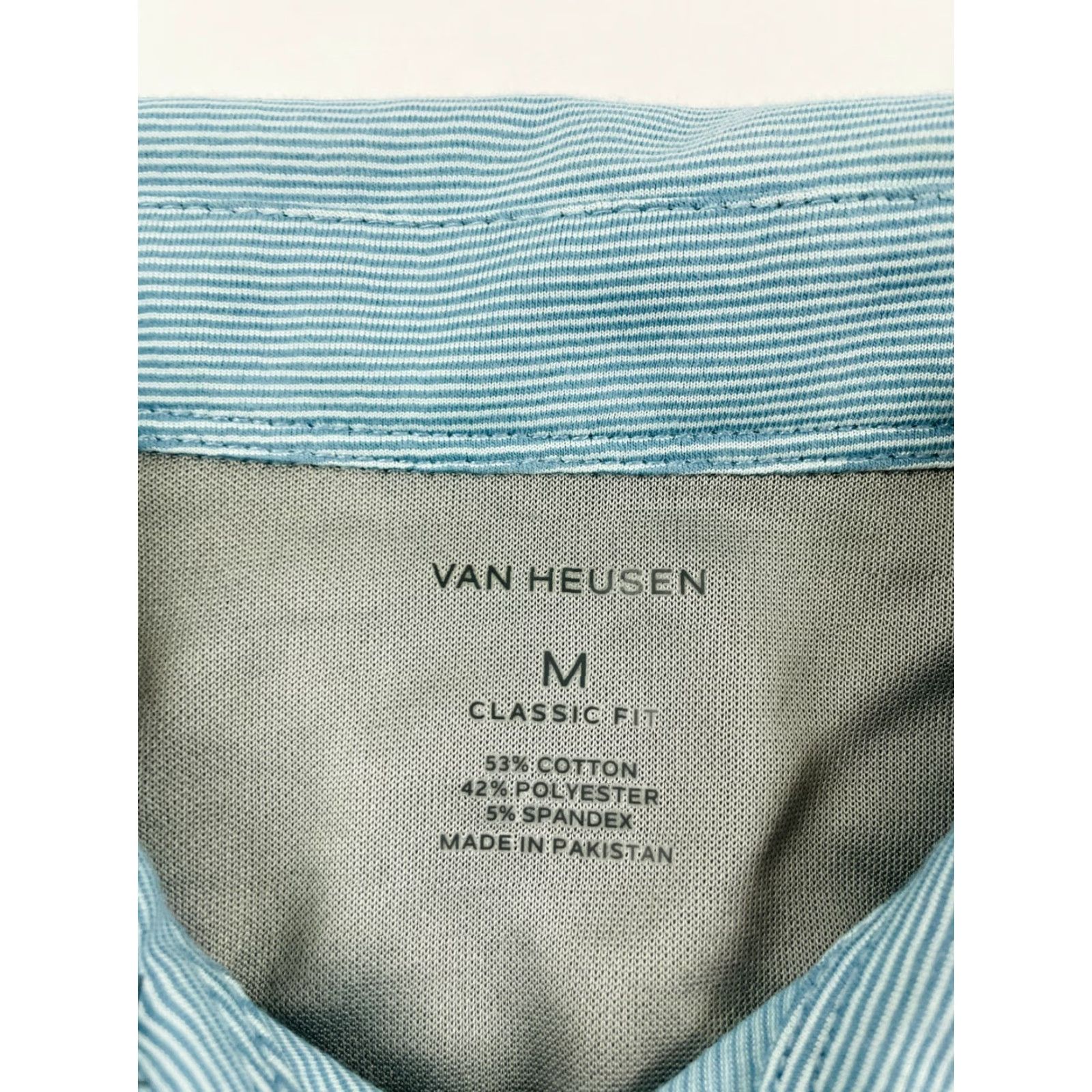 Van Heusen Van Heusen Polo Shirt Men's Size Medium Blue Striped Short Sleeve Classic Fit Shirt Size US M / EU 48-50 / 2 - 6 Thumbnail