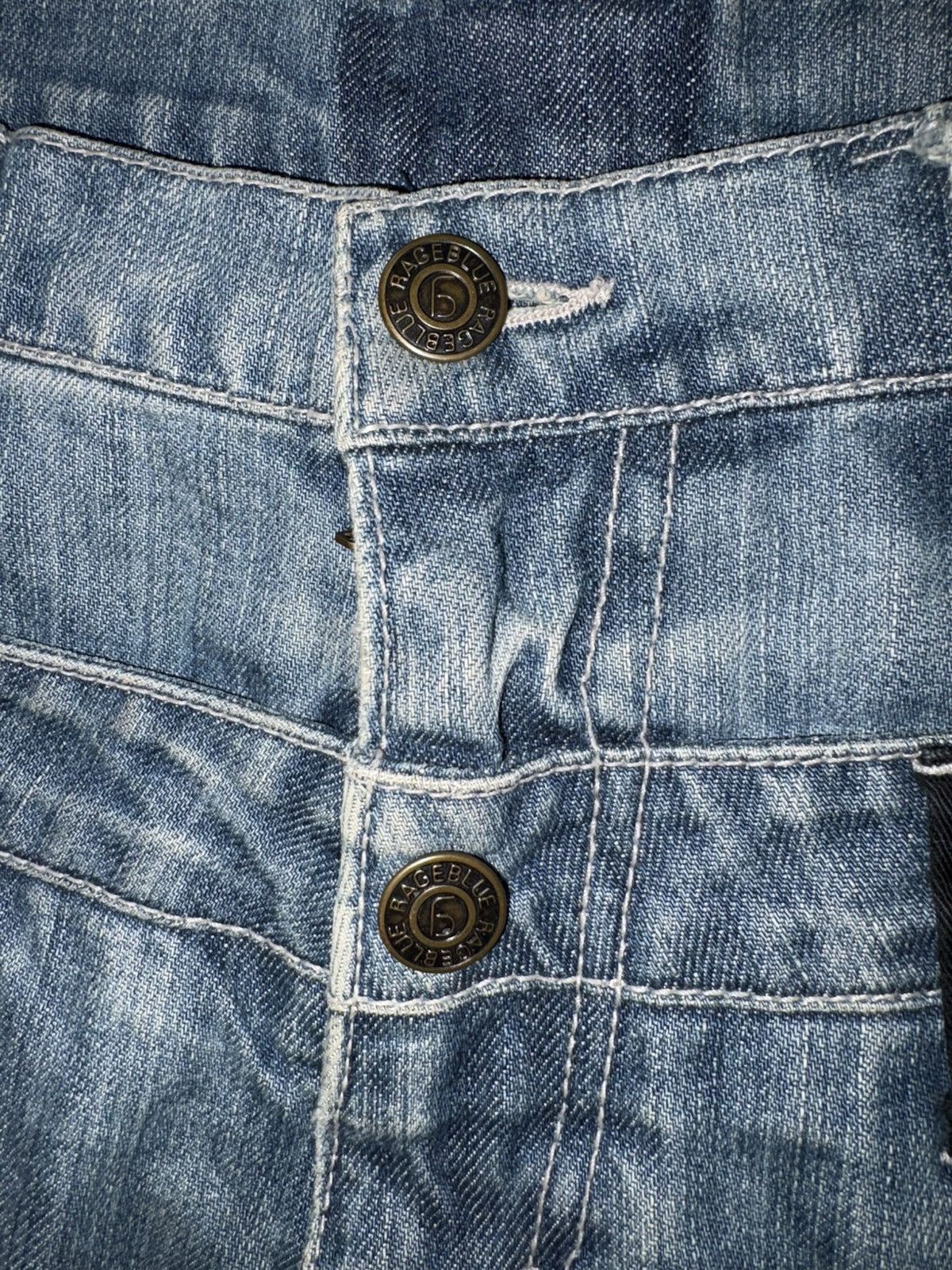 Japanese Brand RAGEBLUE Japanese Streetwear Double Waisted Belt Loop Jeans Size US 32 / EU 48 - 3 Thumbnail