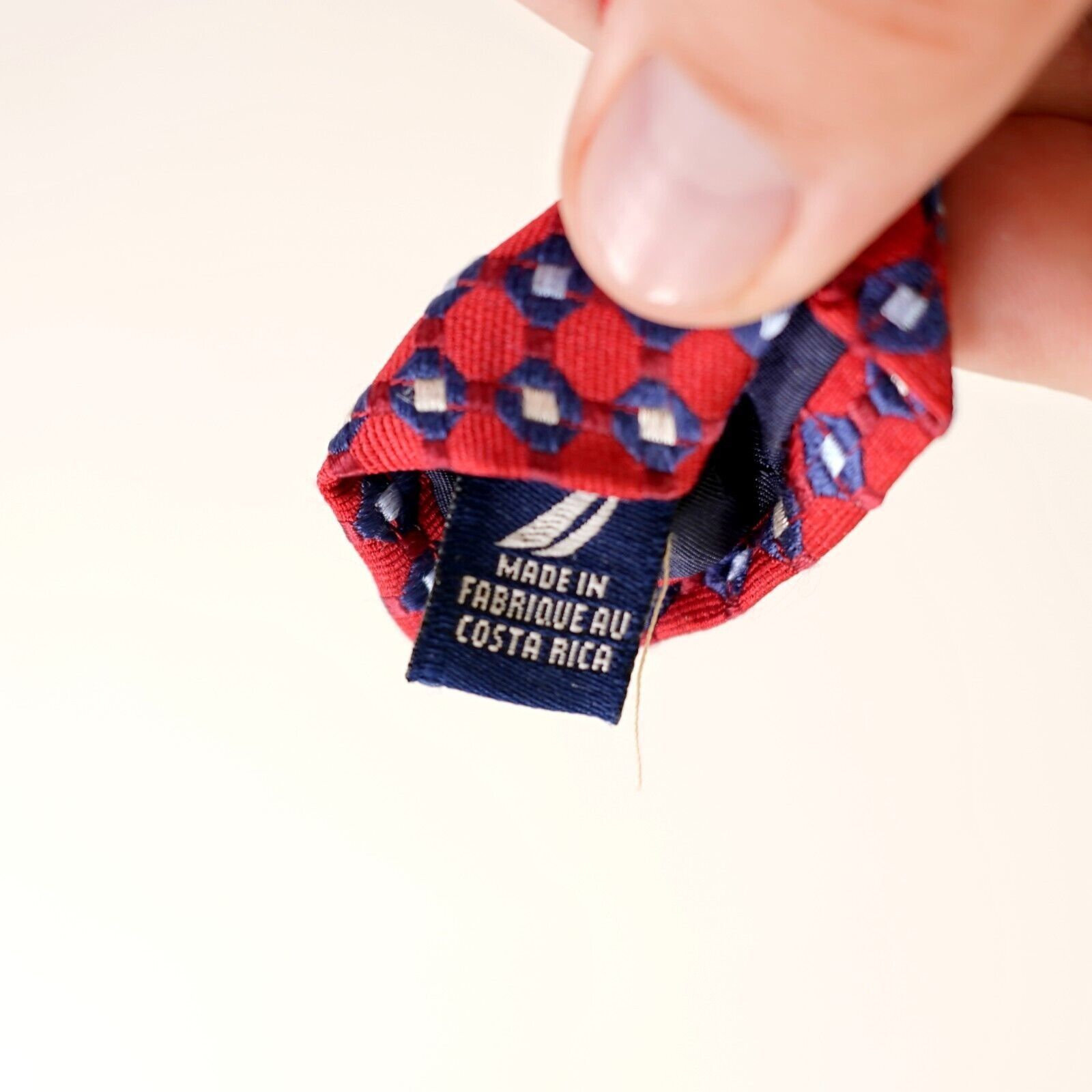 Nautica Nautica Red Blue Geometric Woven Wide Silk Tie Size ONE SIZE - 5 Thumbnail