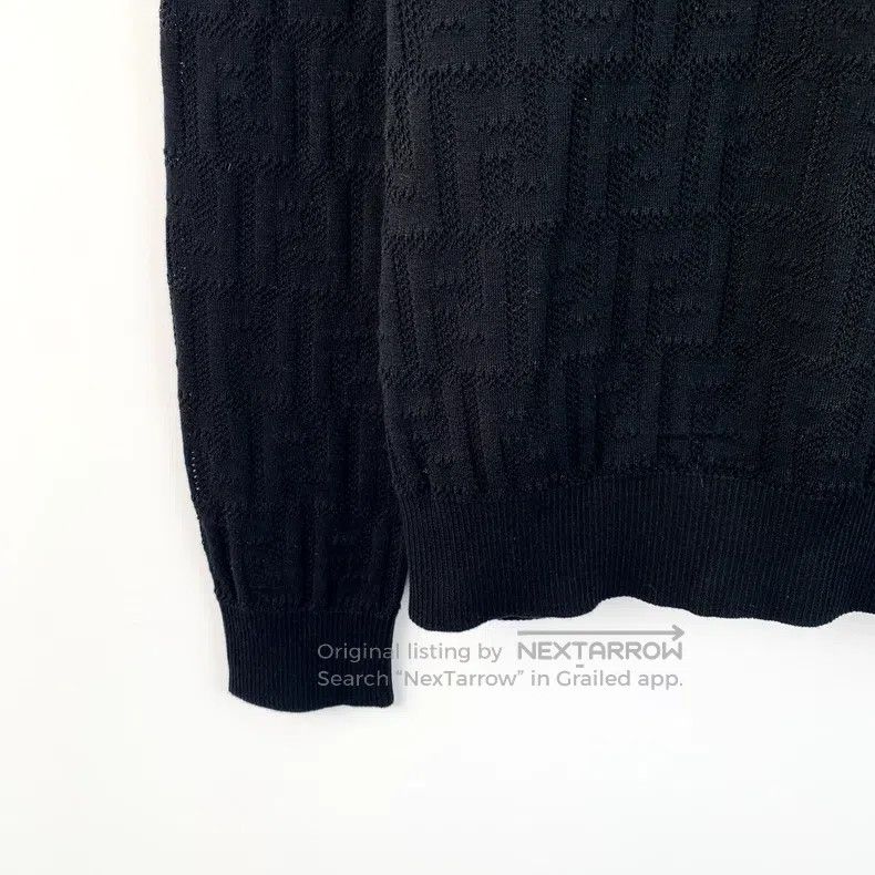 Fendi Fendi Black Logo Relief Full-Print Cotton Round Neck Long Size XS / US 0-2 / IT 36-38 - 4 Thumbnail