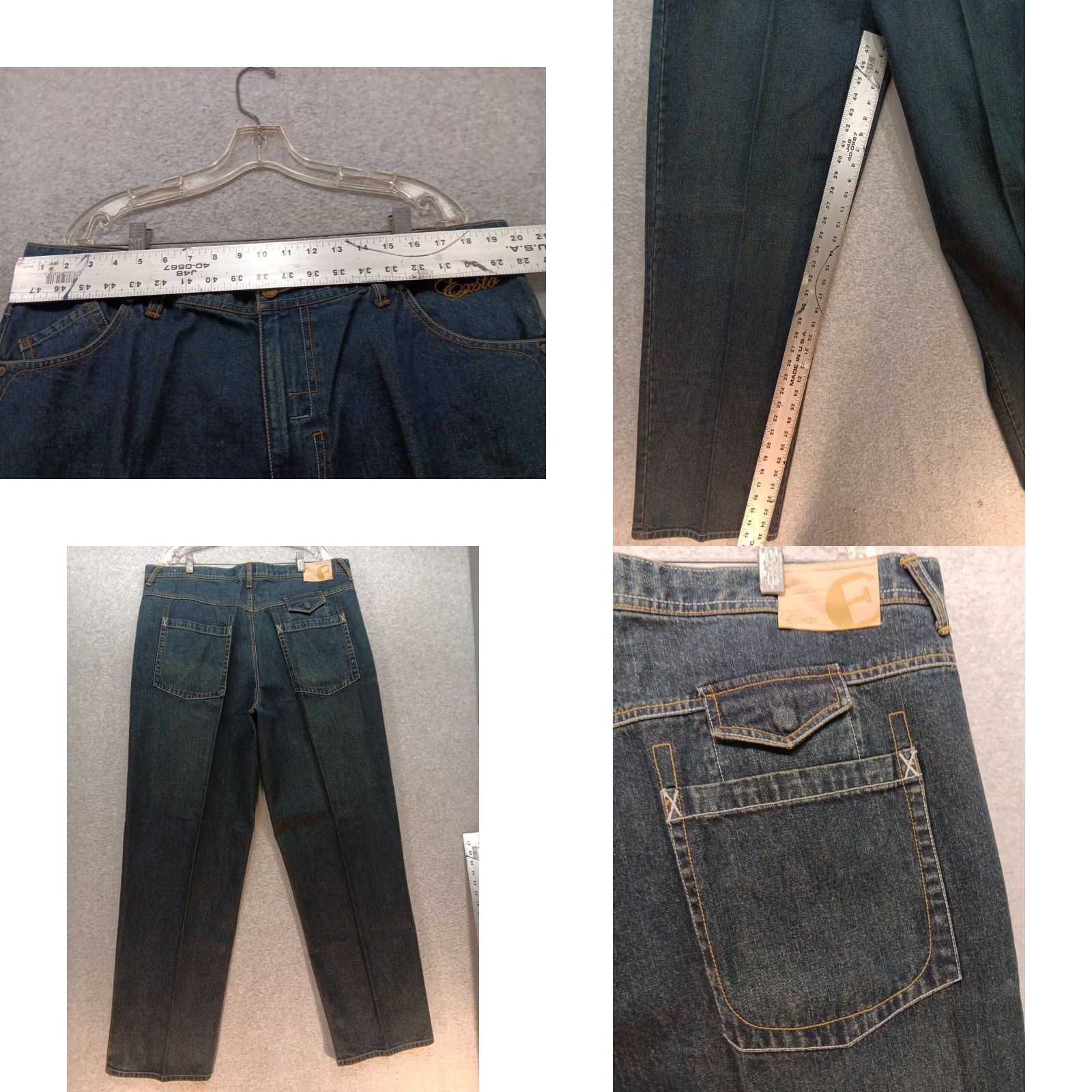 Etro VINTAGE Exsto Jeans 40"×34" Men Wide-Leg 90s Hip Hop Blue Denim 5-Pocket Regular Rise High Baggy Street Wear GUC Size US 40 / EU 56 - 8 Thumbnail