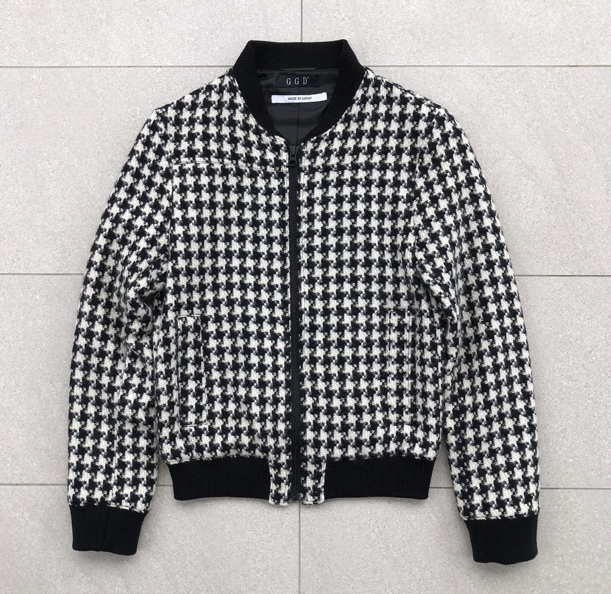Japanese Brand Japanese Brand GGD Houndstooth Bomber Jacket In Black/white Size S / US 4 / IT 40 - 2 Thumbnail