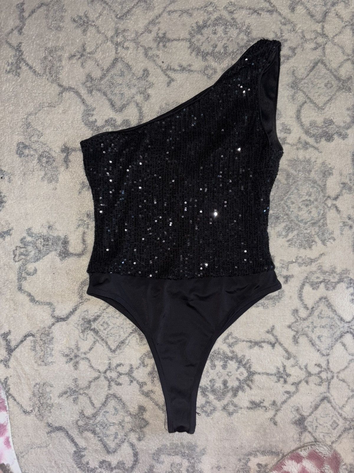 Other Cefian Sequin One Shoulder Cutout Black Bodysuit - NWT Size S / US 4 / IT 40 - 6 Thumbnail