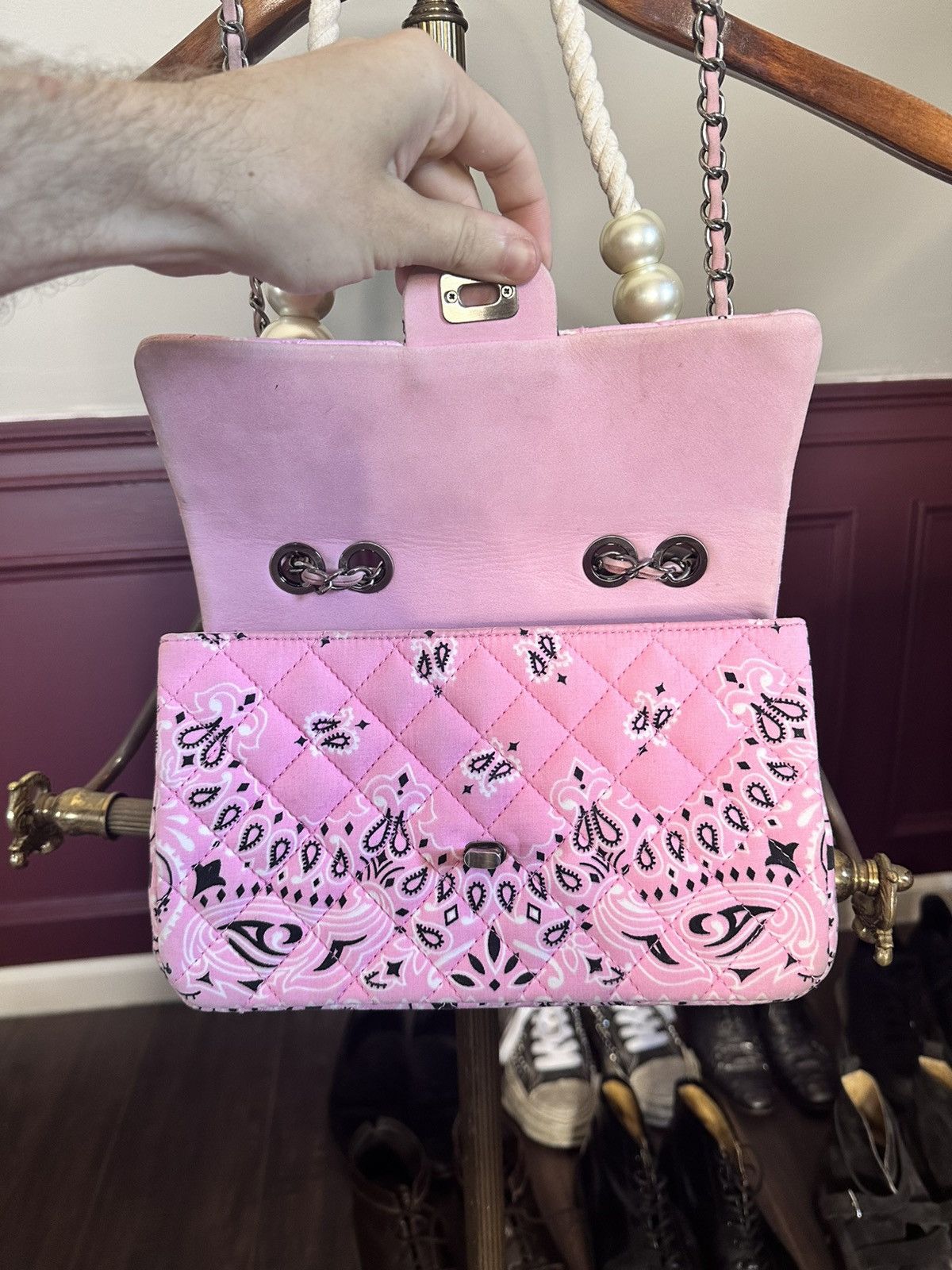 READYMADE Upcycled pink bandana Japan rope chain handbag shoulder bag Size ONE SIZE - 9 Thumbnail