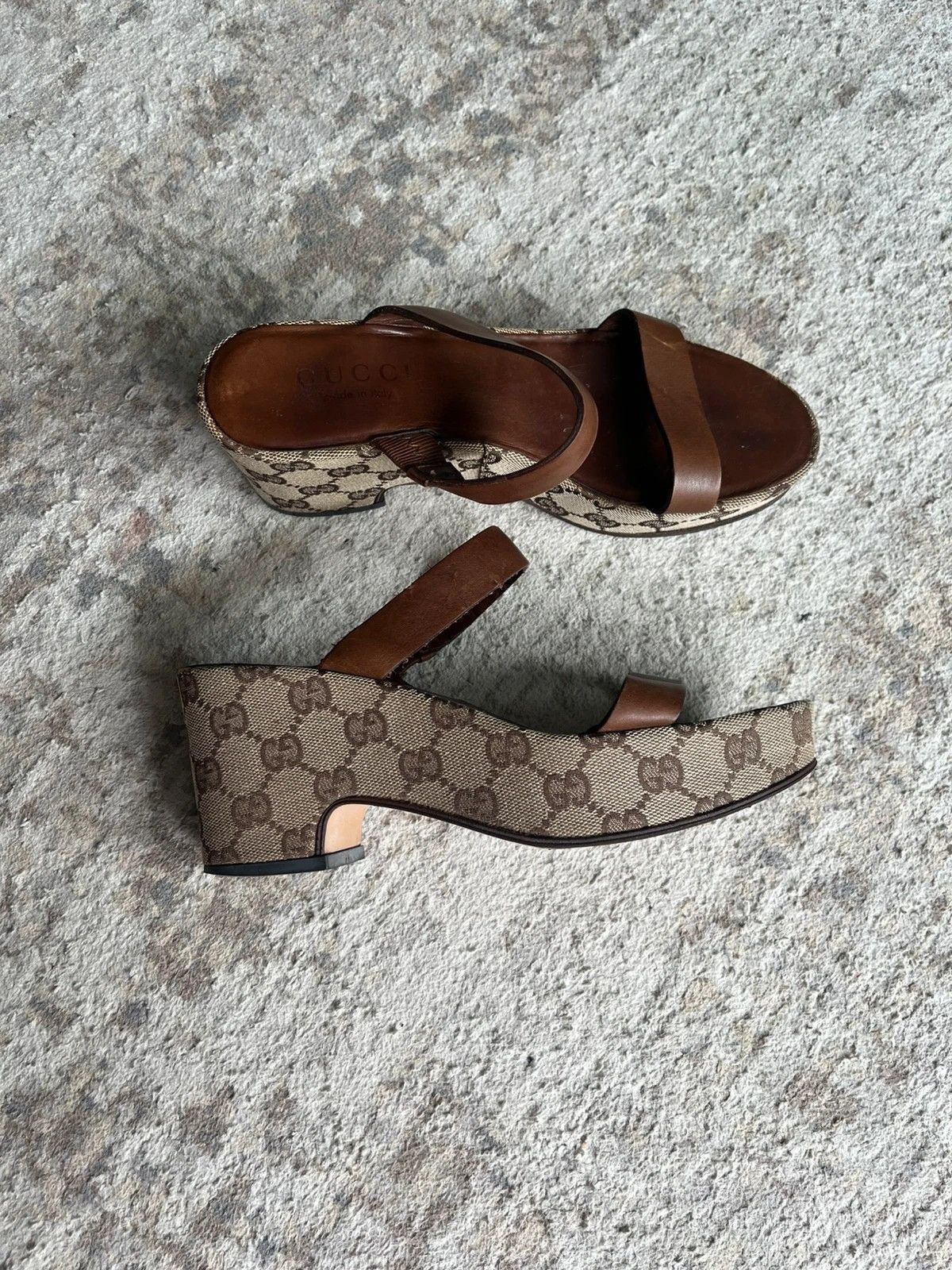 Gucci Gucci Sandals Sz US 5.5 EUR 35.5 2000s Monogram Leather Size US 5.5 / IT 35.5 - 2 Thumbnail
