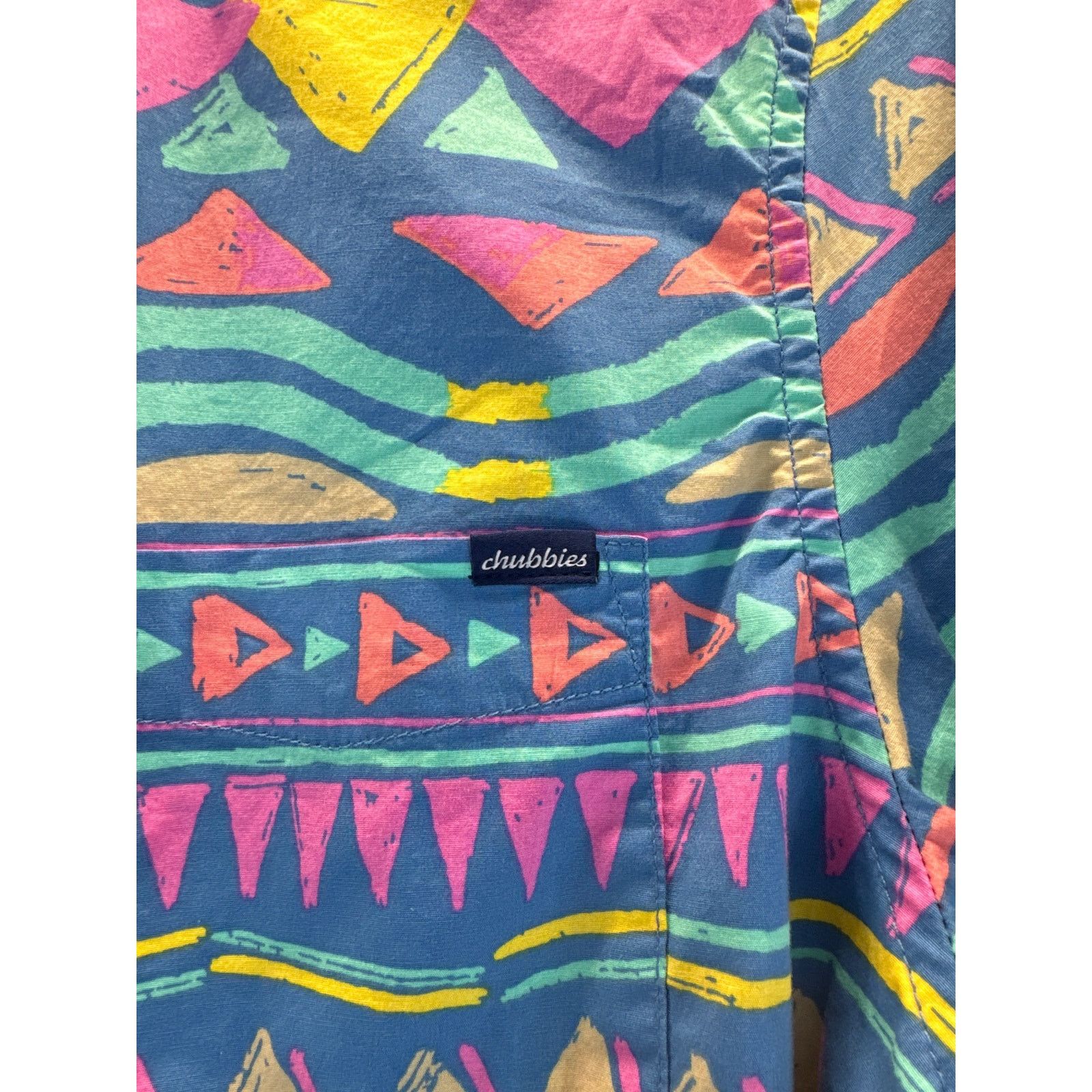 Chubbies Chubbies Friday Shirt Blue Geometric Short Sleeve men sz M Size US M / EU 48-50 / 2 - 3 Thumbnail