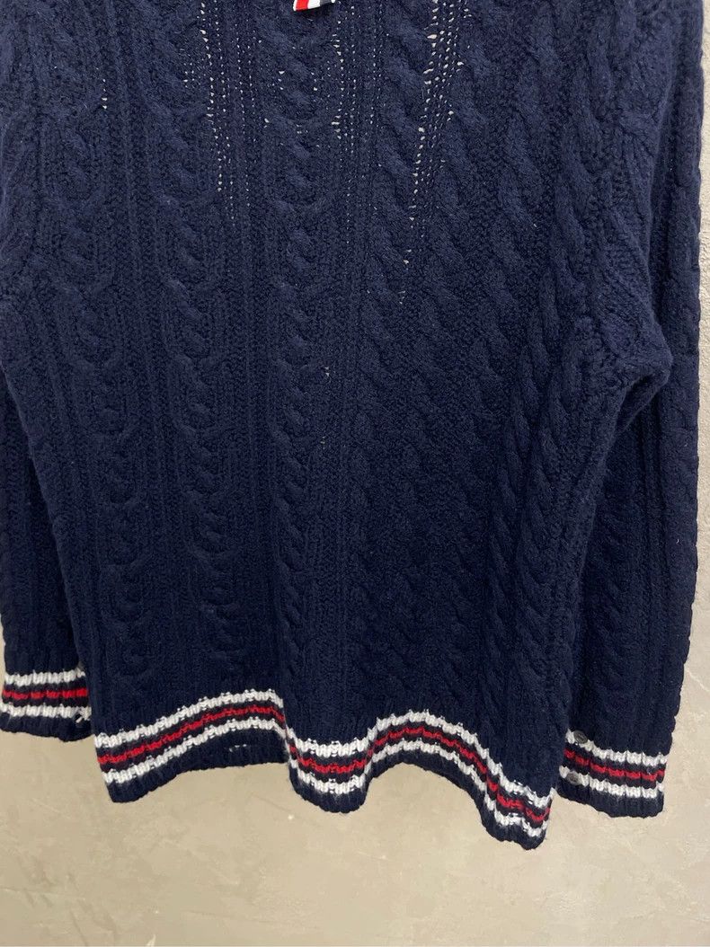 Thom Browne Thom browne Dark blue neckline hem stripe knitted wool card Size US XXS / EU 40 - 4 Thumbnail