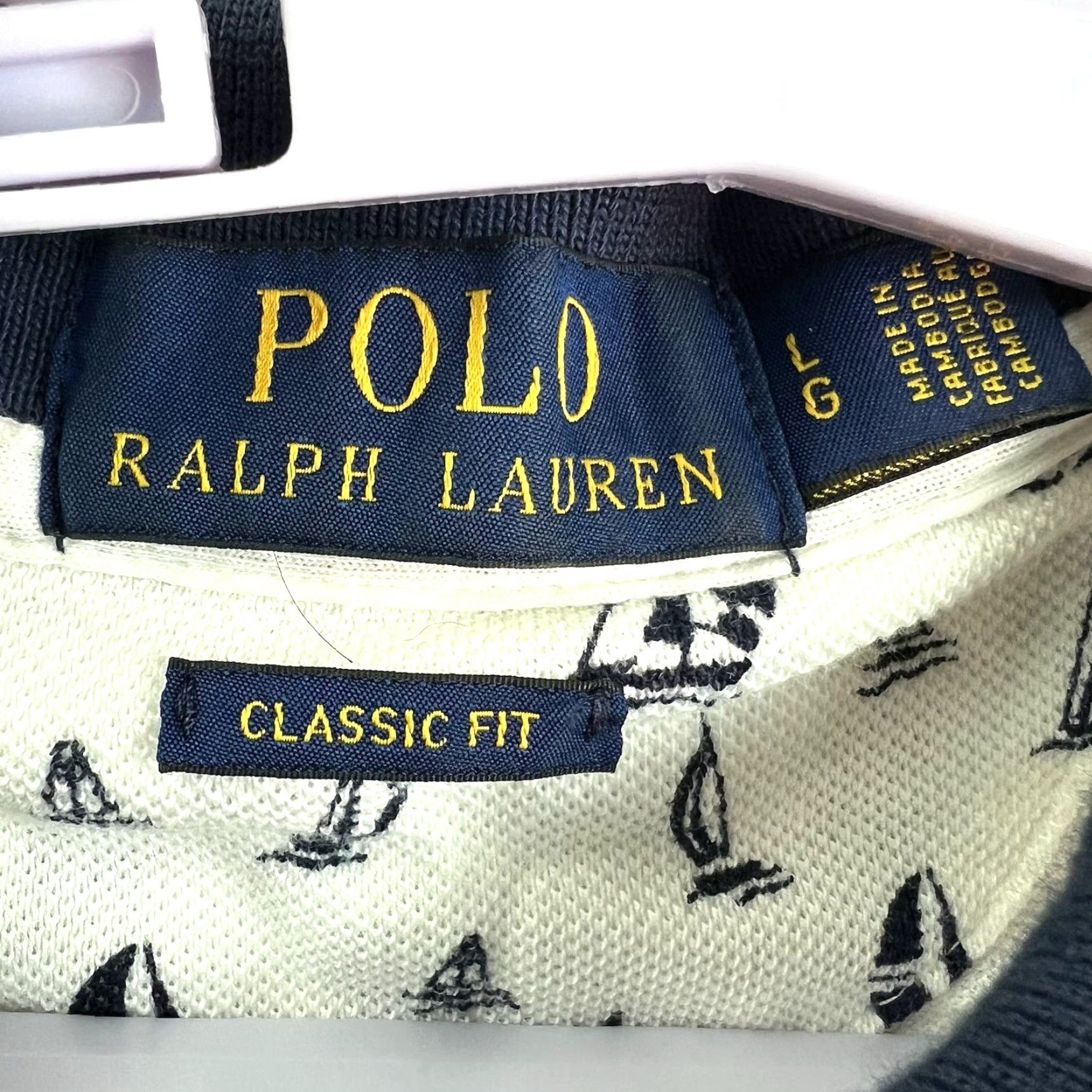 Ralph Lauren Ralph Lauren Polo Shirt Men's L White/Blue Sailing Graphic Print Classic Fit Nautical Preppy Size US L / EU 52-54 / 3 - 4 Thumbnail