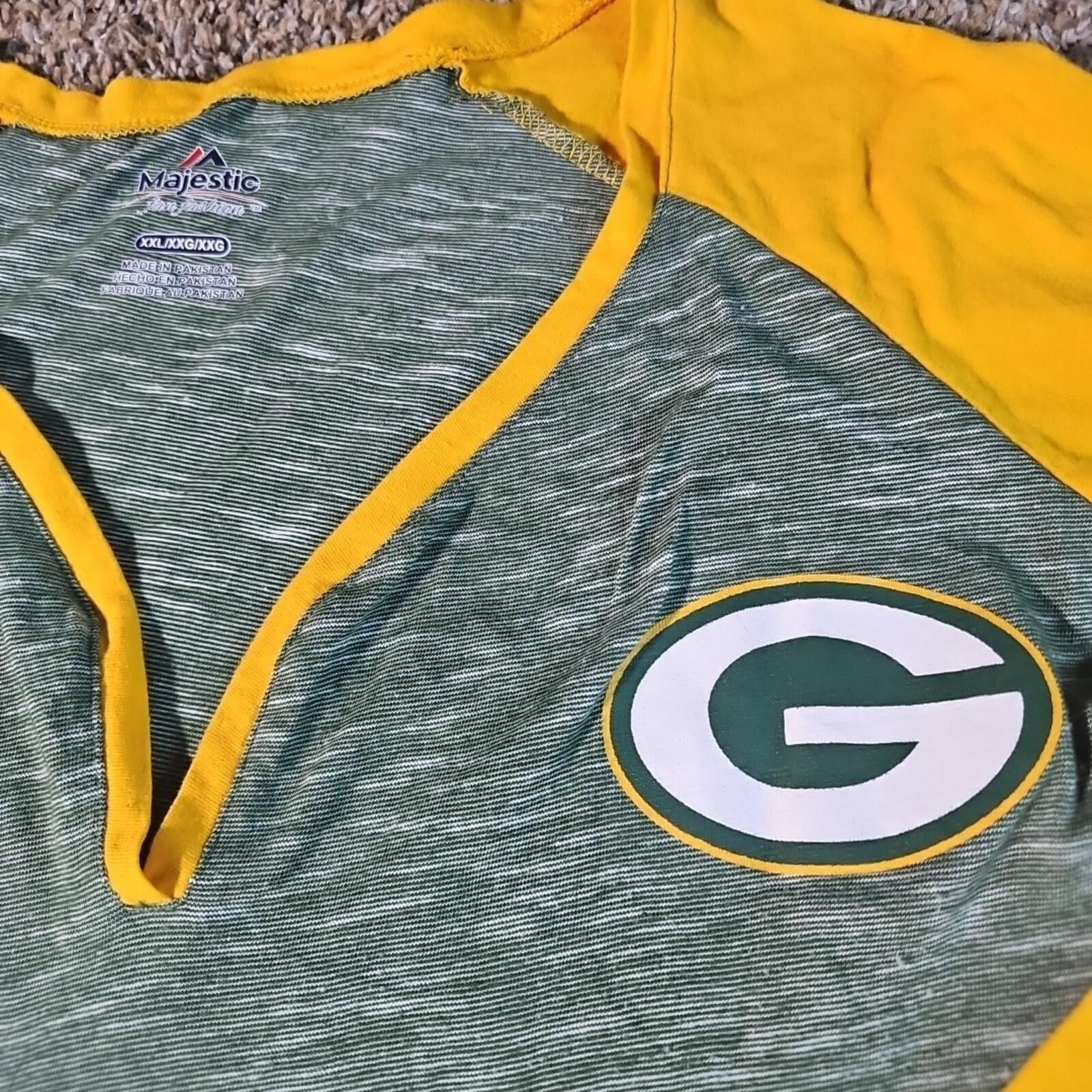 Majestic Majestic XXL Womens GB Packers Vneck Long Sleeve Shirt Size ONE SIZE - 2 Thumbnail
