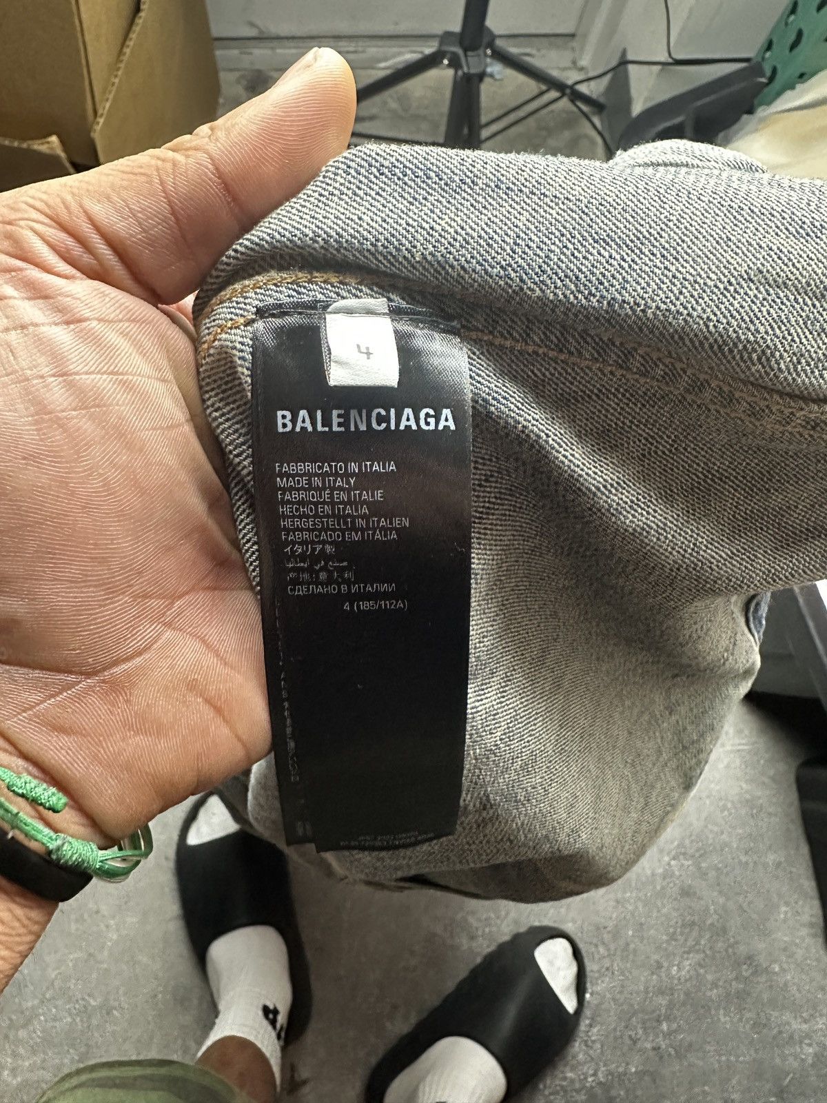 Balenciaga Balenciaga Rhinestone Logo Oversized Denim Jacket Size US XL / EU 56 / 4 - 6 Thumbnail