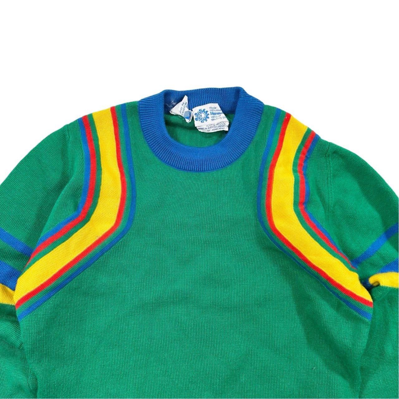 Vintage 80s Green 100% Wool Made in Hong Kong Knit Sweater