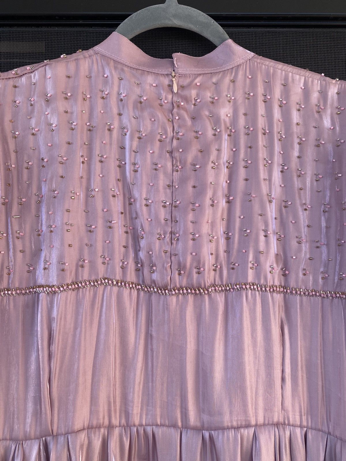 Other Gorgeous Sz L Pink Ruffle Tiered Partywear Maxi Beaded Dress Size L / US 10 / IT 46 - 12 Thumbnail