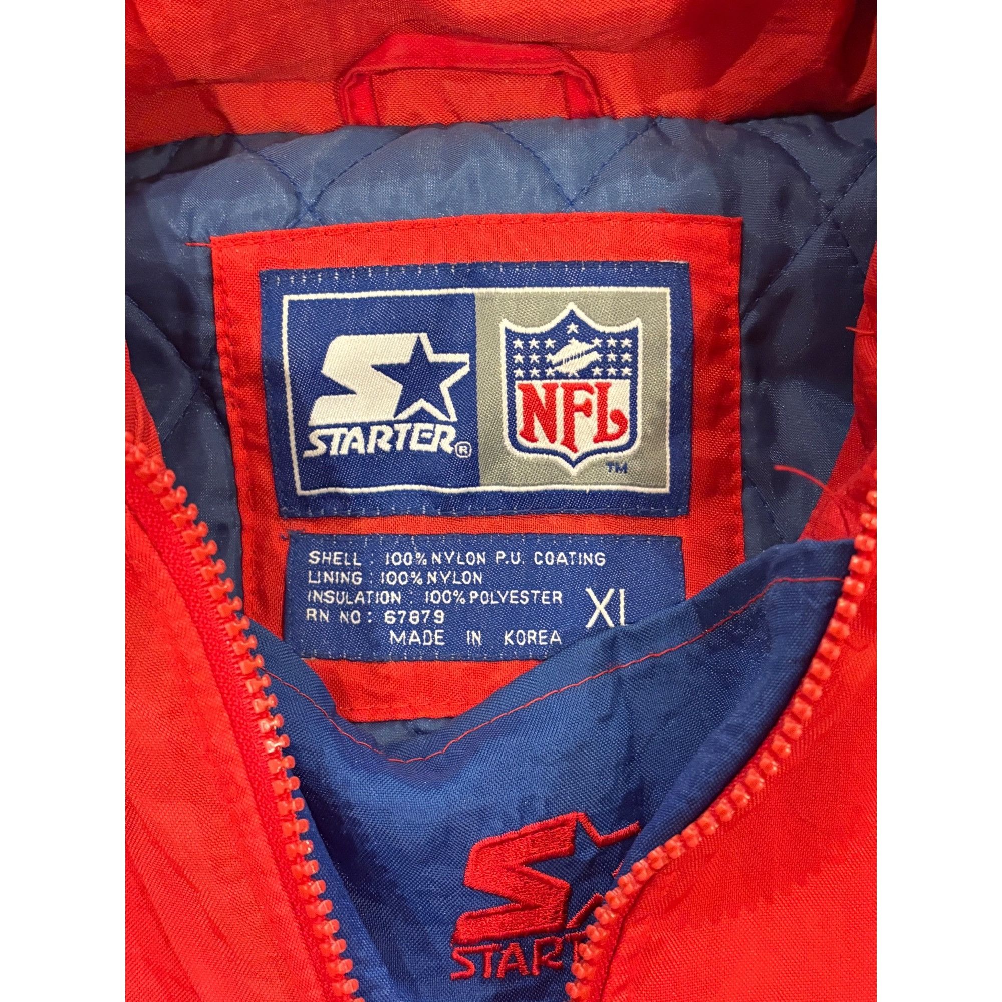 Starter Rare 90's Starter New England Patriots NFL Hooded Red Puffer Size US XL / EU 56 / 4 - 8 Thumbnail