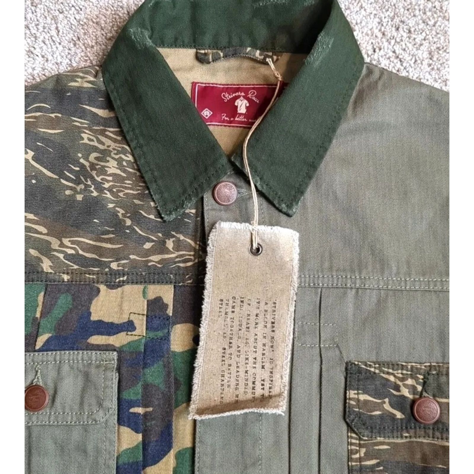 Denime Strivers Row Jacket Denim Canvas Patchwork Metal Button Multicolor Casual Streetwear Mens MED Size US M / EU 48-50 / 2 - 5 Thumbnail