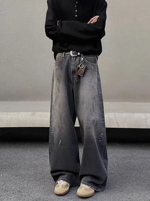 VIBE Washed vintage inked baggy jeans Size US 32 / EU 48 - 8 Thumbnail