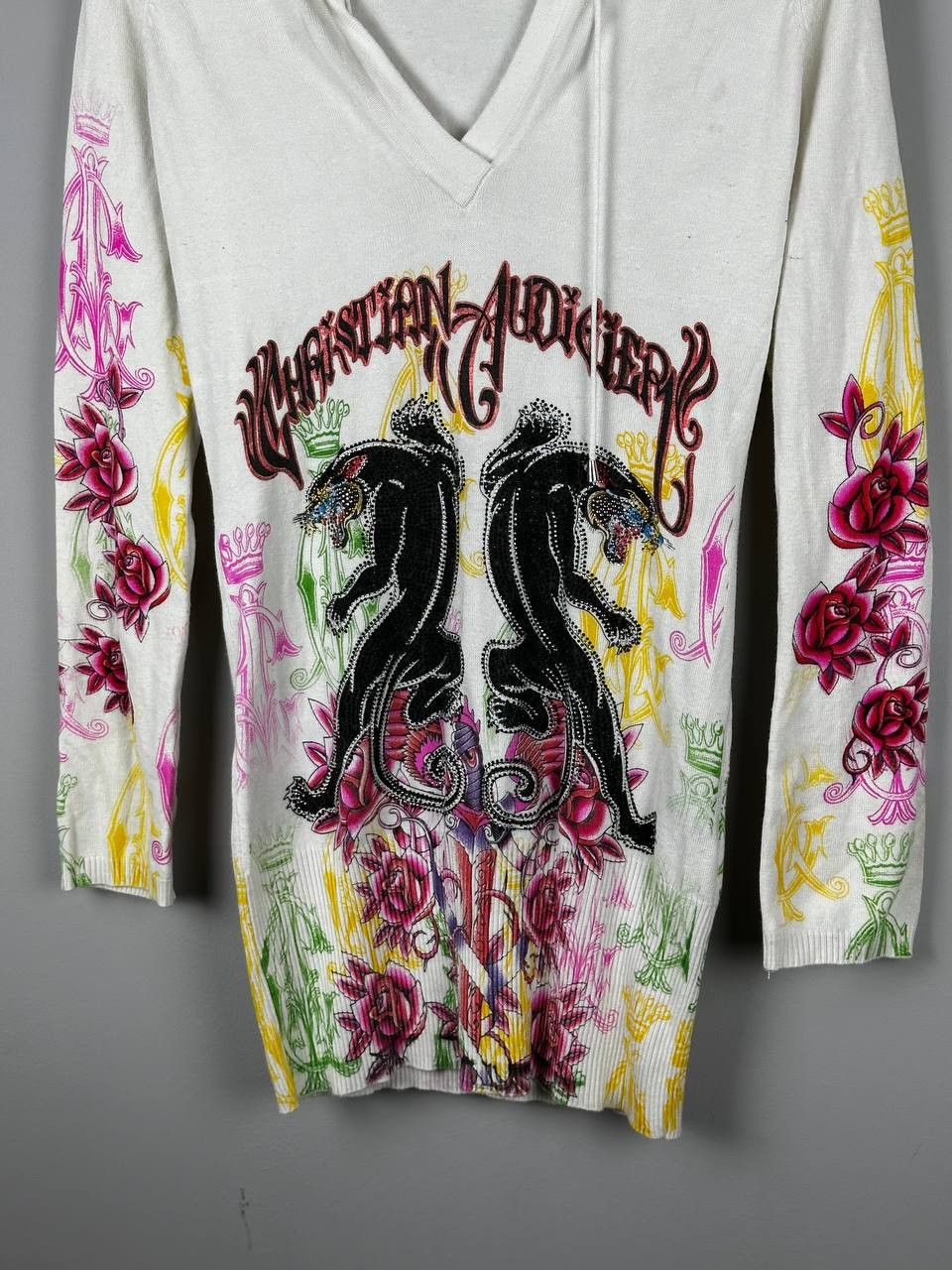 Christian Audigier Christian Audigier Avant Garde Y2K Rhinestone Hoodie Size L / US 10 / IT 46 - 3 Thumbnail
