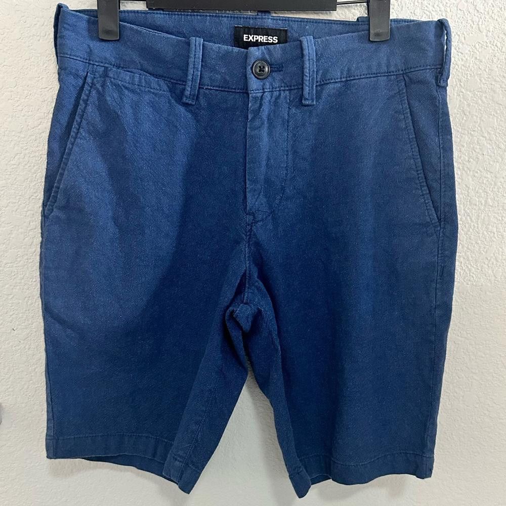 Express Men’s Express Classic Stretch Blue Shorts At the Knee 28 Size US 28 / EU 44 - 1 Thumbnail