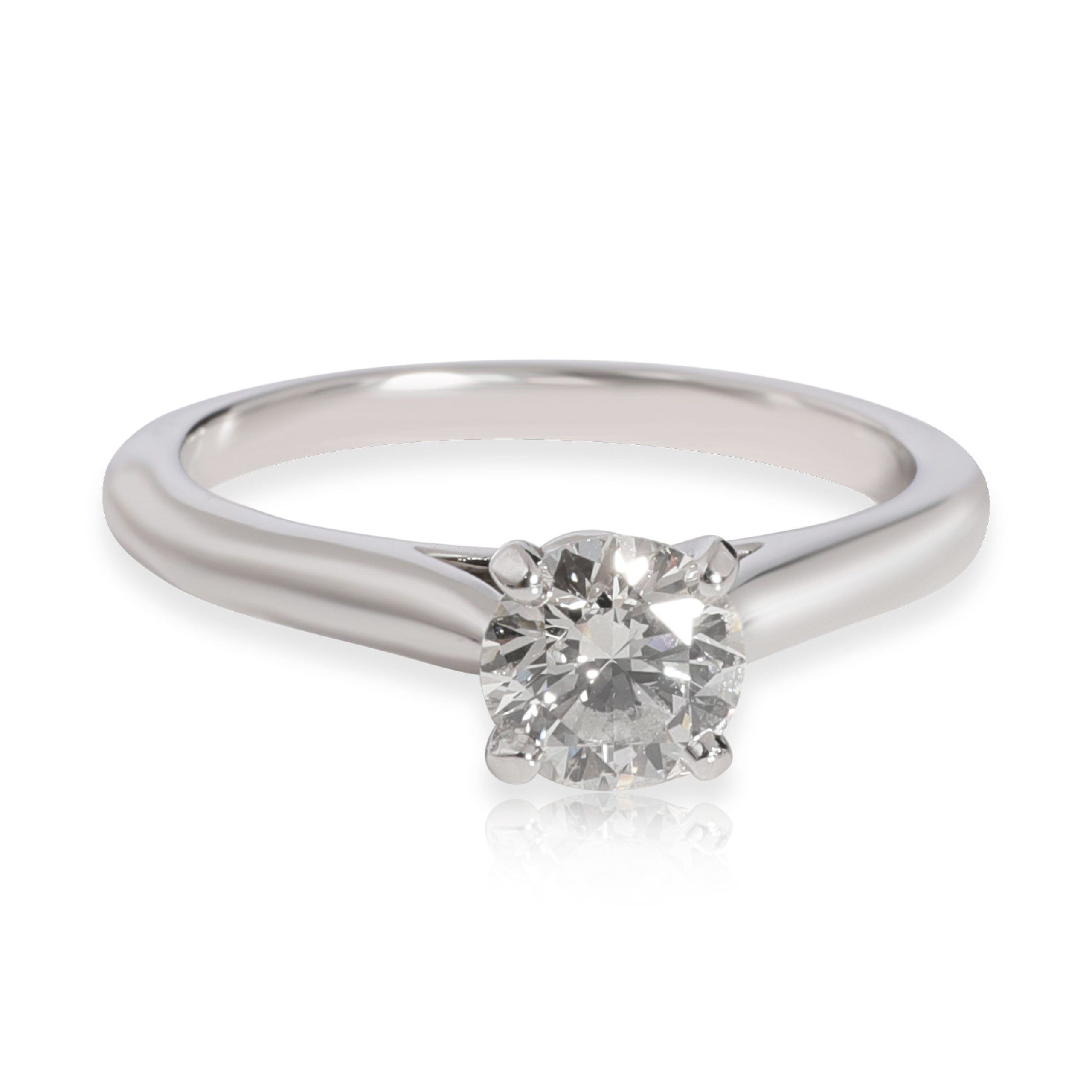 image of Cartier 1895 Diamond Solitaire Engagement Ring In Platinum H Vvs2 0.74 Ctw in Silver, Women's