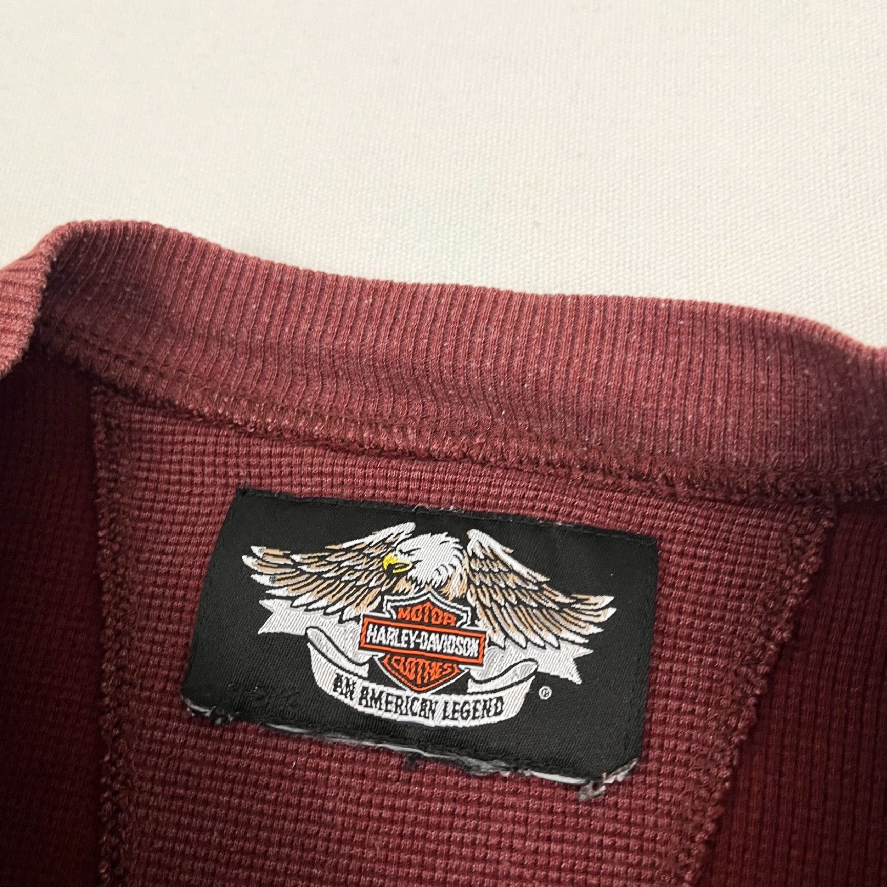 Harley Davidson VINTAGE Harley-Davidson Shirt Mens Large Red Thermal Knit Henley Embroidered Biker Y2K Size US L / EU 52-54 / 3 - 5 Thumbnail