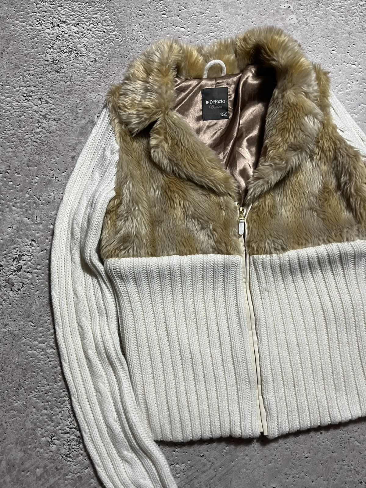 If Six Was Nine × Japanese Brand Y2K Japanese Style Fur Zip Jacket Knit Sleeve Size XL / US 12-14 / IT 48-50 - 3 Thumbnail