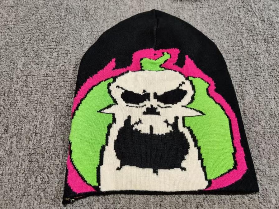 Cartoon Network Grim and Evil No Cuff Skull Cap Knit Beanie Hat Black Size ONE SIZE - 1 Thumbnail