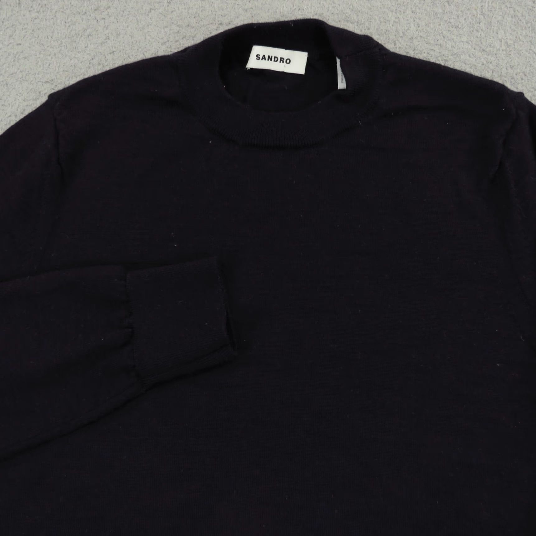 Sandro Sandro Paris Sweater Womens Small Dark Navy Wool Pullover Long Sleeve Jumper Size S / US 4 / IT 40 - 2 Thumbnail